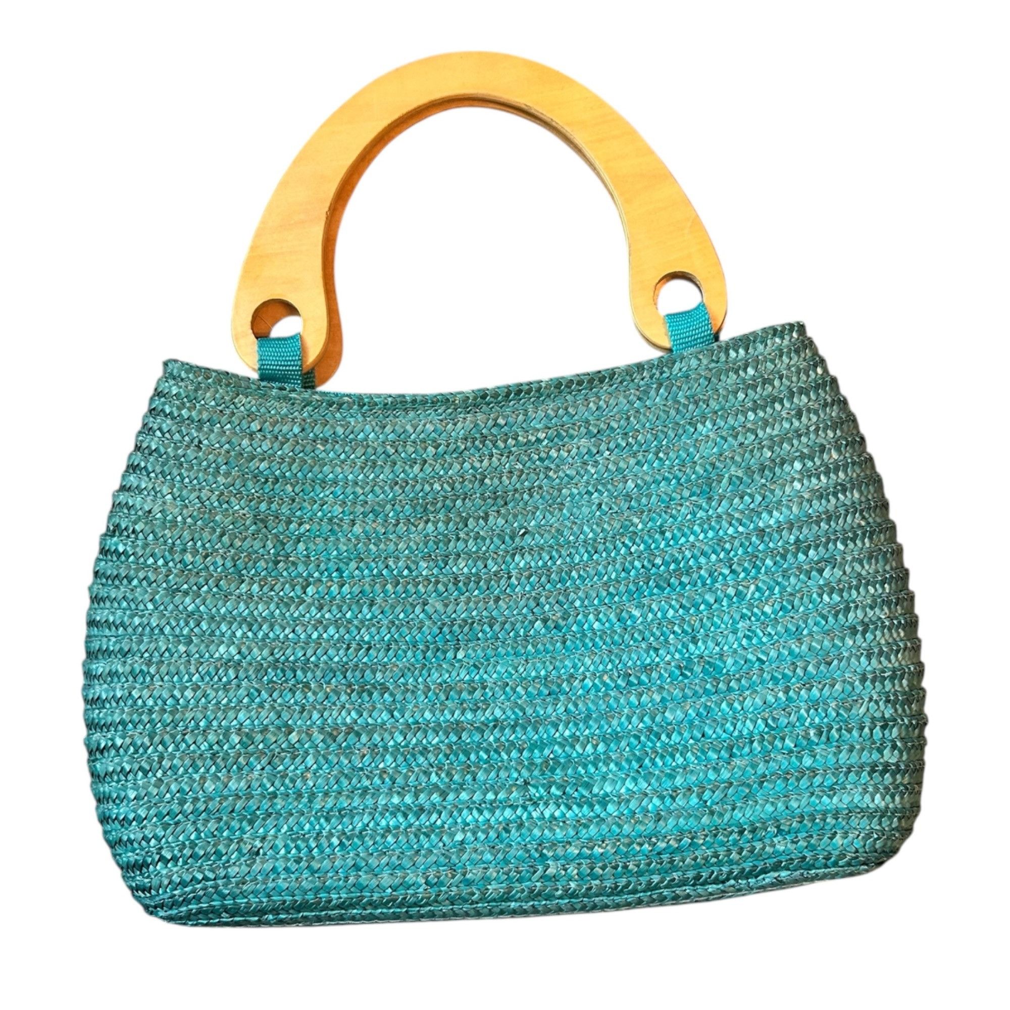 Vintage Vintage Jennifer Moore Turquoise Rattan Bamboo Shoots Purse Size ONE SIZE - 5 Thumbnail