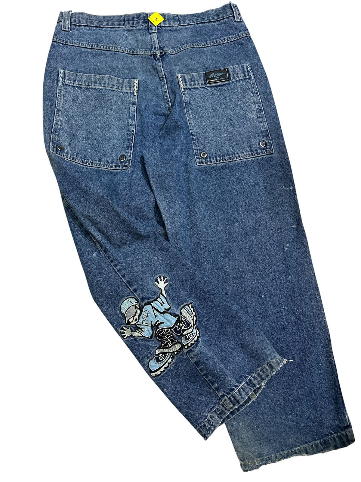 JNCO Distressed Paco Painted Embroidered Baggy Jeans Y2K Jnco Size US 36 / EU 52 - 3 Thumbnail
