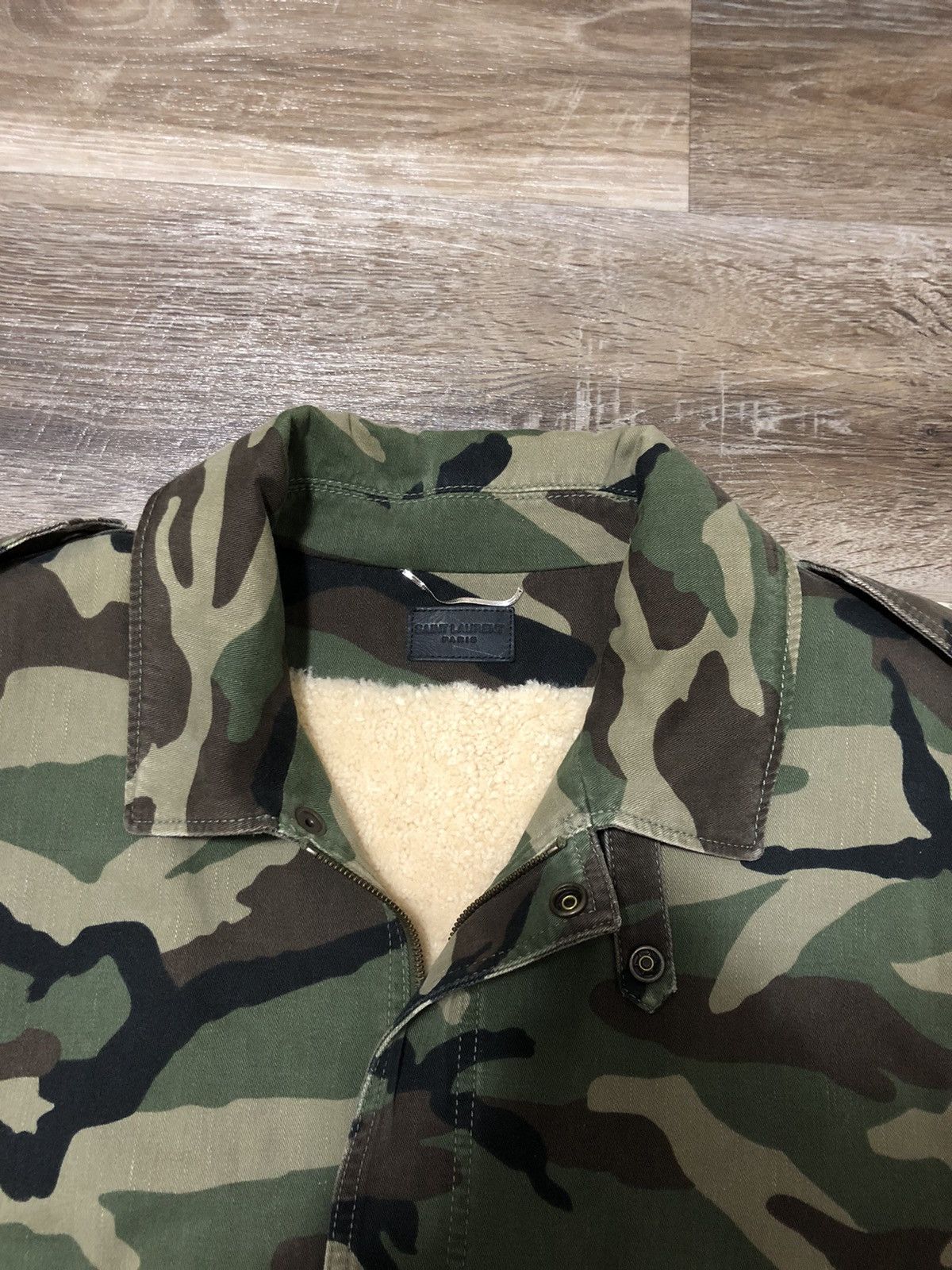 Anthony Vaccarello Saint Laurent Paris FW19 Sherling Camo Bomber Size US XL / EU 56 / 4 - 3 Thumbnail