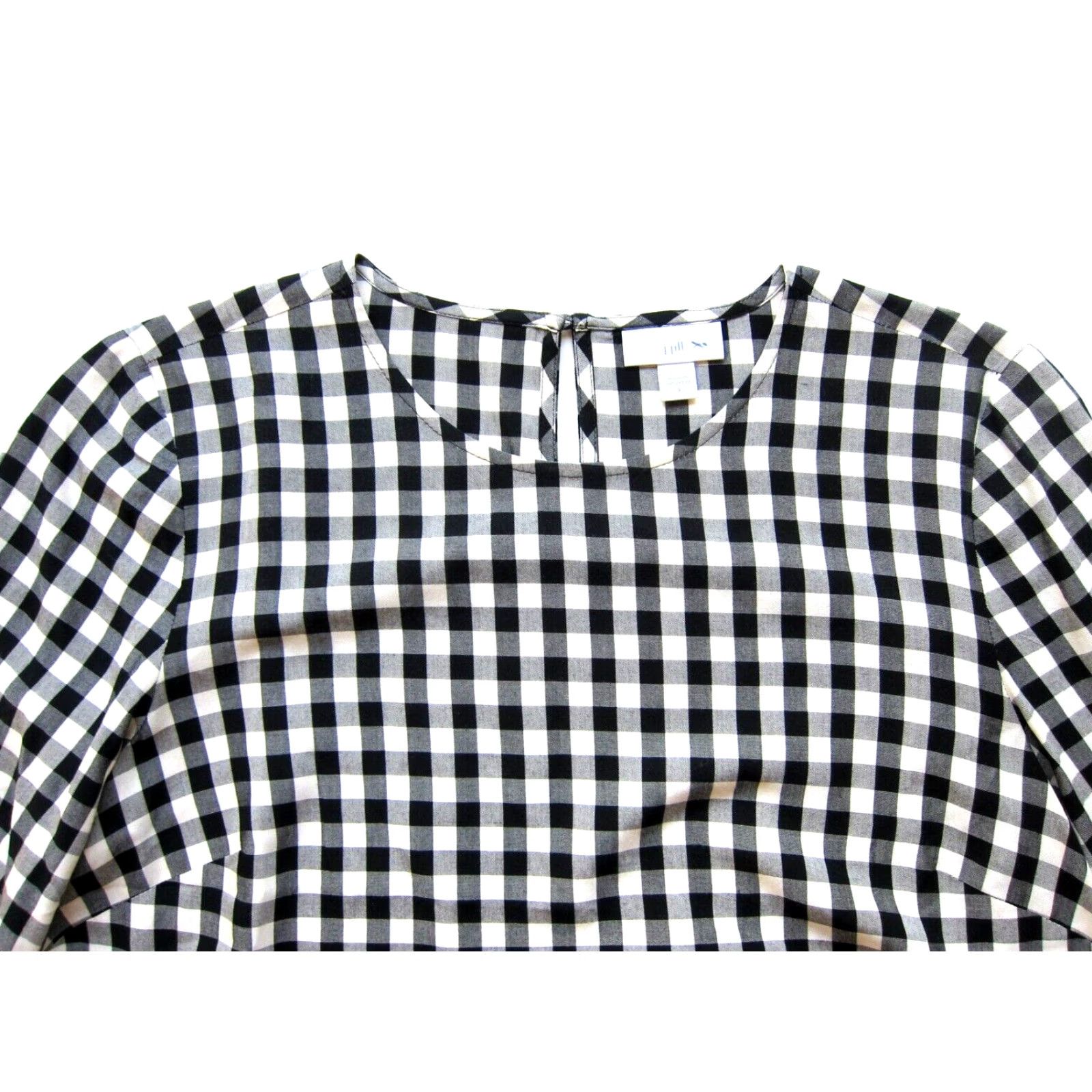 J. Jill J. Jill Blouse Plaid 3/4 Sleeve Tunic Peasant 100% Rayon Black Small Womens Size S / US 4 / IT 40 - 2 Thumbnail