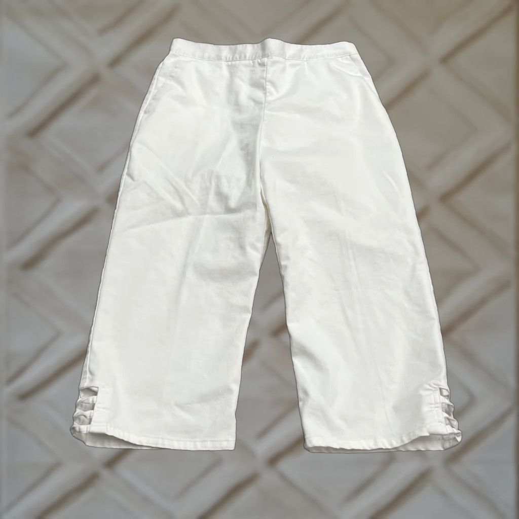 Vintage Alfred Dunner Cropped Pants Womens 6 Petite White High Rise Elastic Pocket 28x18 Size 28" / US 6 / IT 42 - 1 Thumbnail