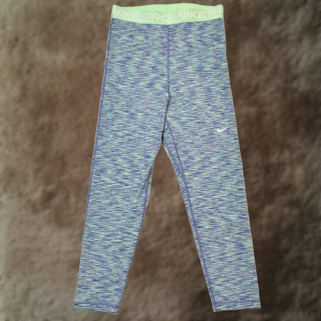 Nike Nike Pro Space-Dyed Cropped Tights Women M Multicolor Space Glow Compression Moisture Wicking 82% Polyester 18% Spandex Athletic Leggings Size ONE SIZE - 1 Thumbnail