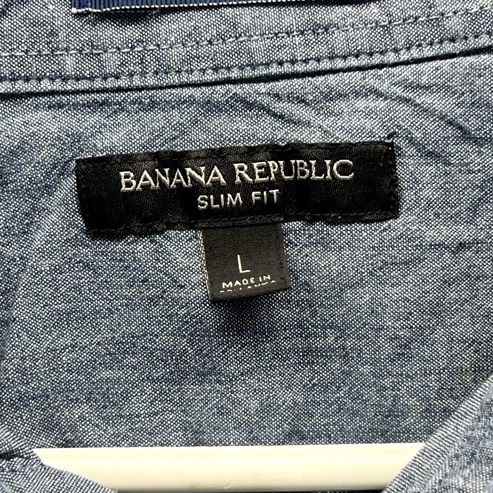Banana Republic Banana Republic Shirt Mens Large Blue Chambray Long Sleeve Button Front Slim Size US L / EU 52-54 / 3 - 6 Thumbnail