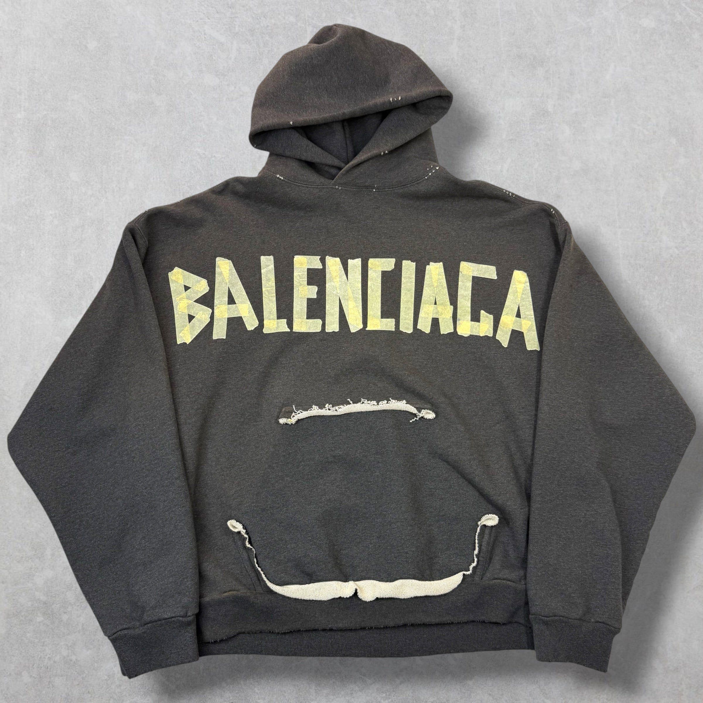 Balenciaga Balenciaga Tape Type Ripped Hoodie S (L) Size US L / EU 52-54 / 3 - 1 Thumbnail