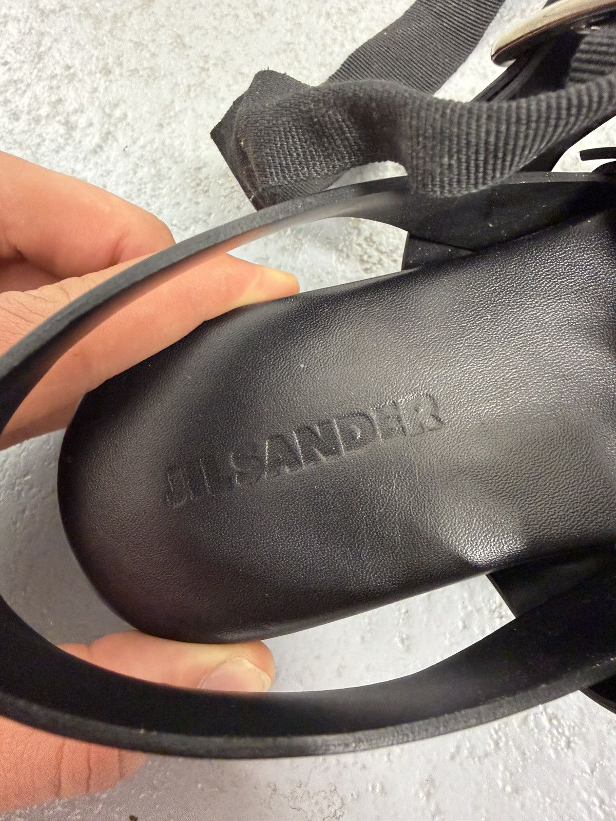 Jil Sander Jil Sander Black Leather Buckle Sandals With Ribbon Size US 8 / IT 38 - 10 Thumbnail