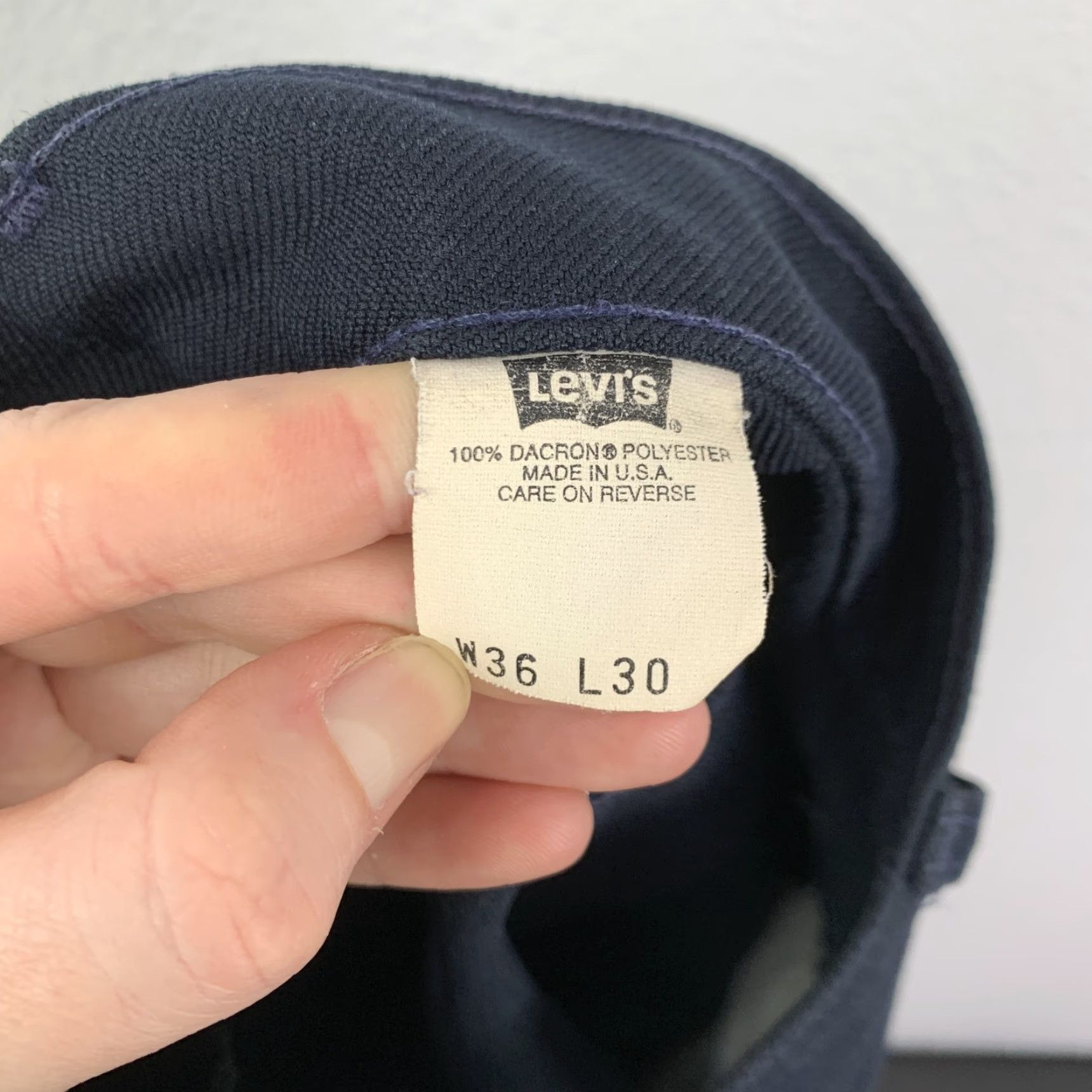 Levi's VINTAGE Levi's Men’s 36 x 30 Navy Dacron Polyester Straight Leg Pants Size US 36 / EU 52 - 4 Thumbnail