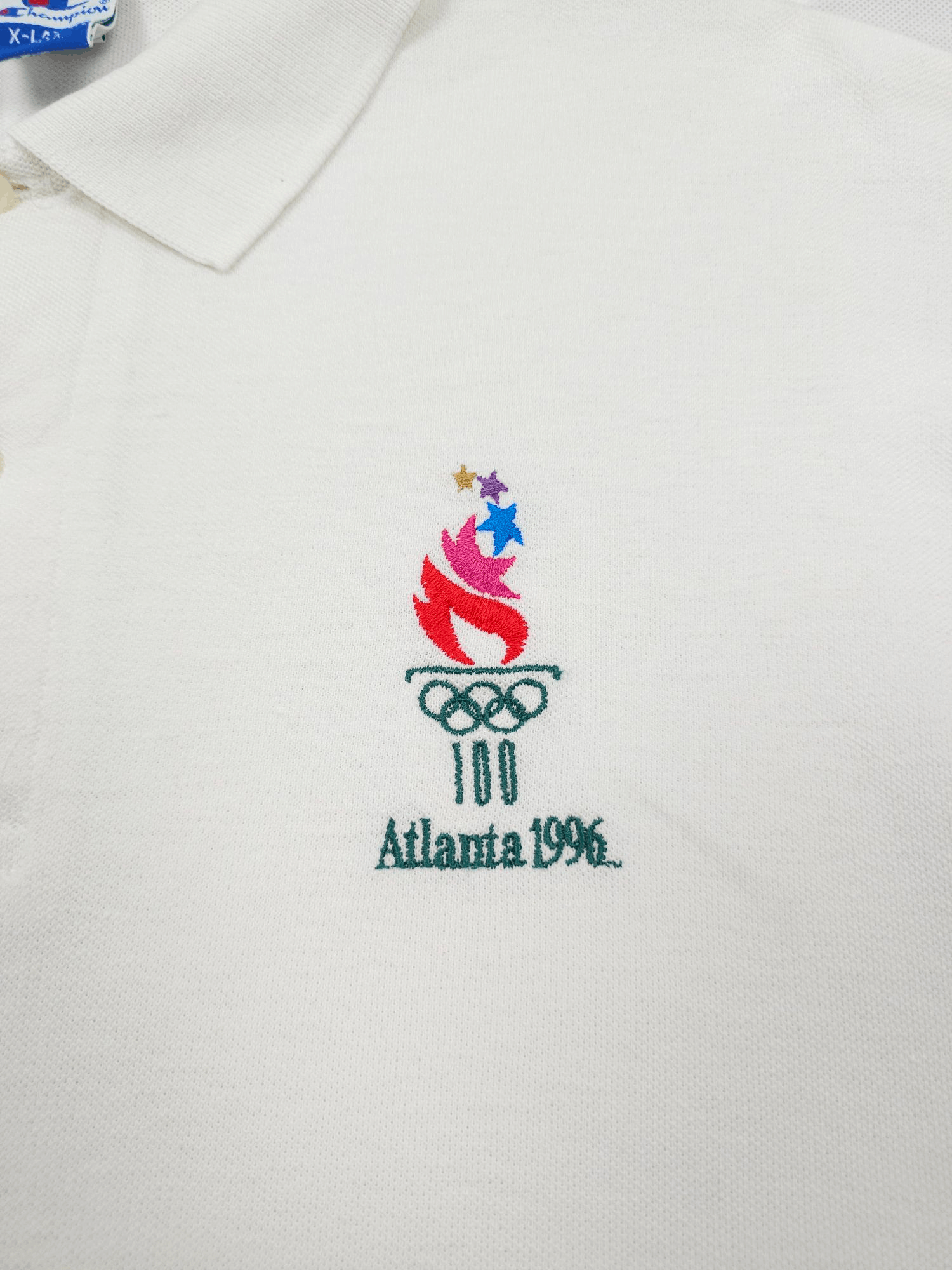 Other 💎 Vintage 1996 Atlanta Olympics White Champion Polo Shirt Size US XL / EU 56 / 4 - 4 Thumbnail