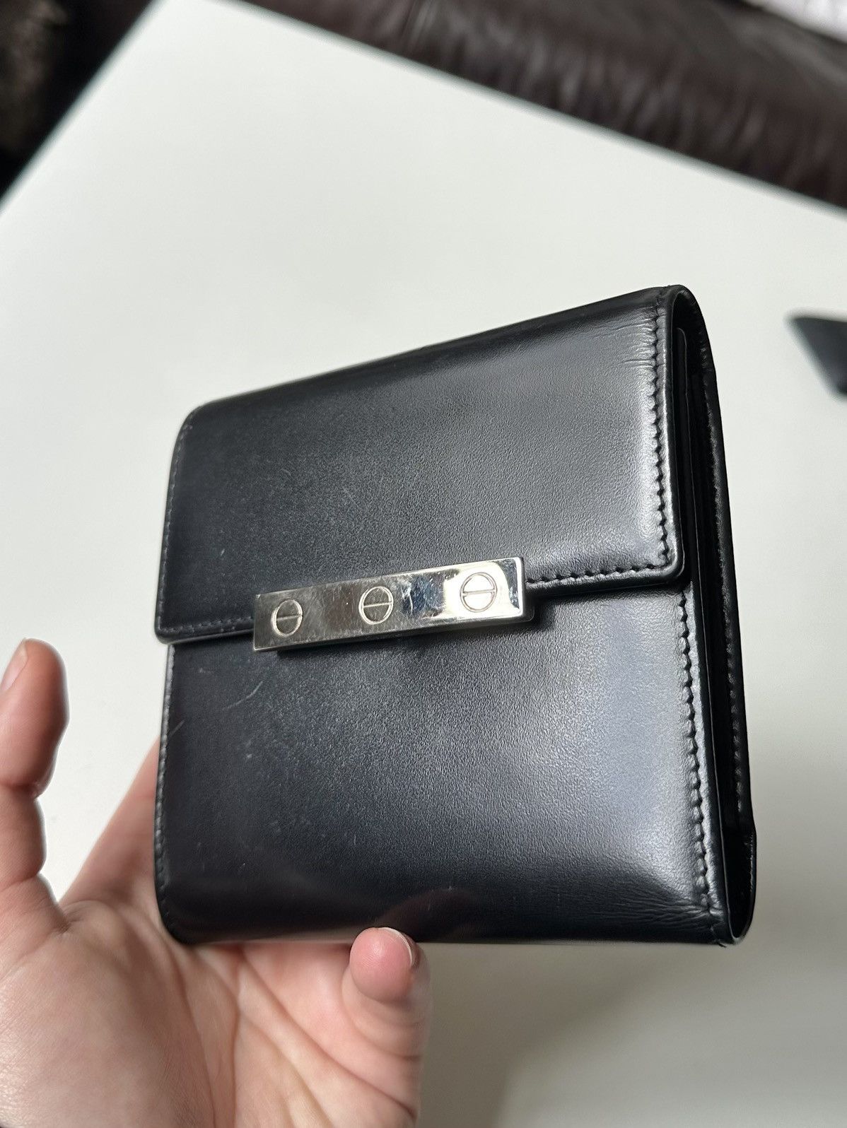Cartier Cartier Love Collection Leather Trifold Wallet Black Compact Size ONE SIZE - 4 Thumbnail