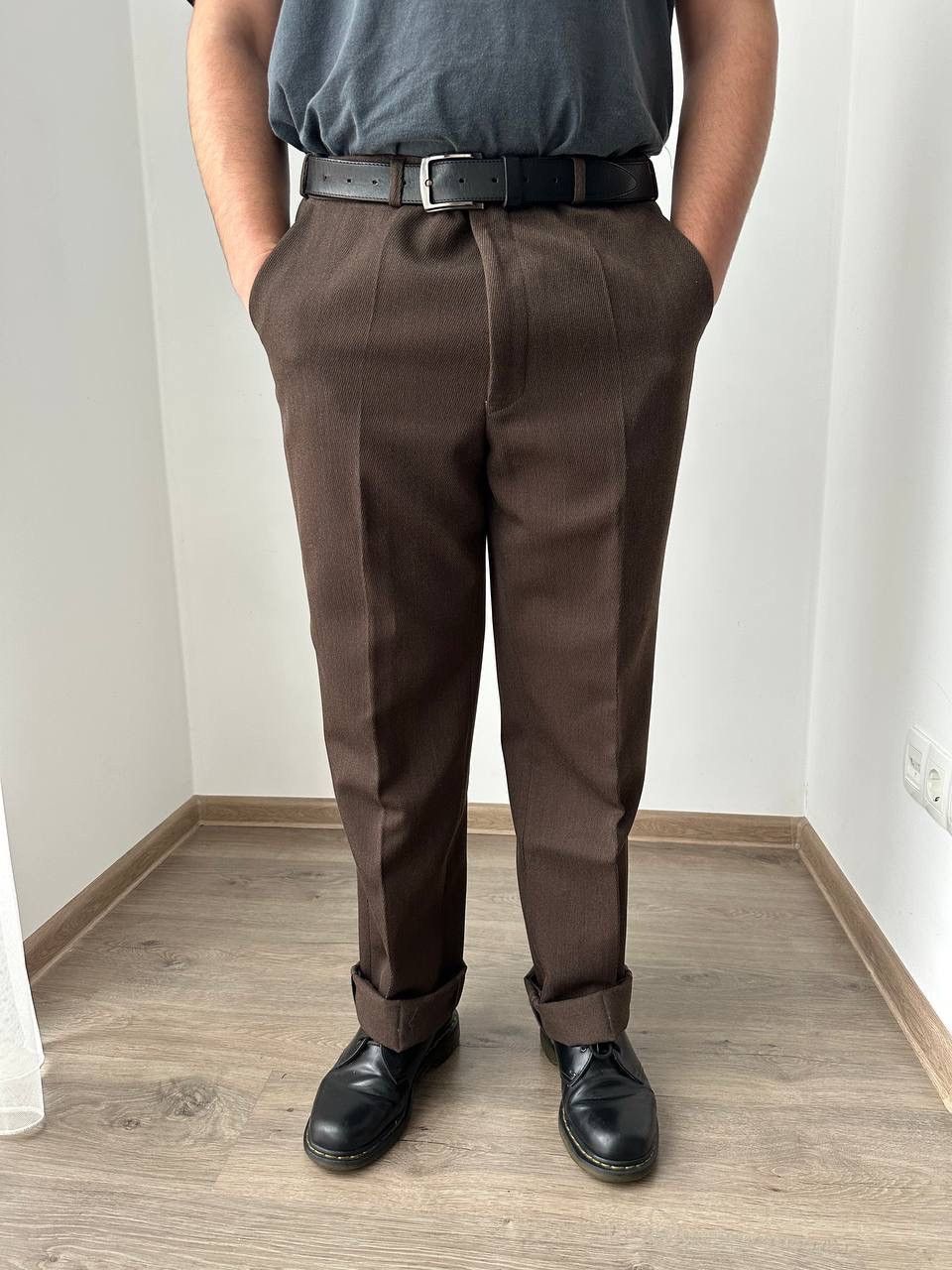 Japanese Brand × Vintage Vintage Antique Japanese Brown Wool Straight Pipes Pants Size 38R - 13 Thumbnail