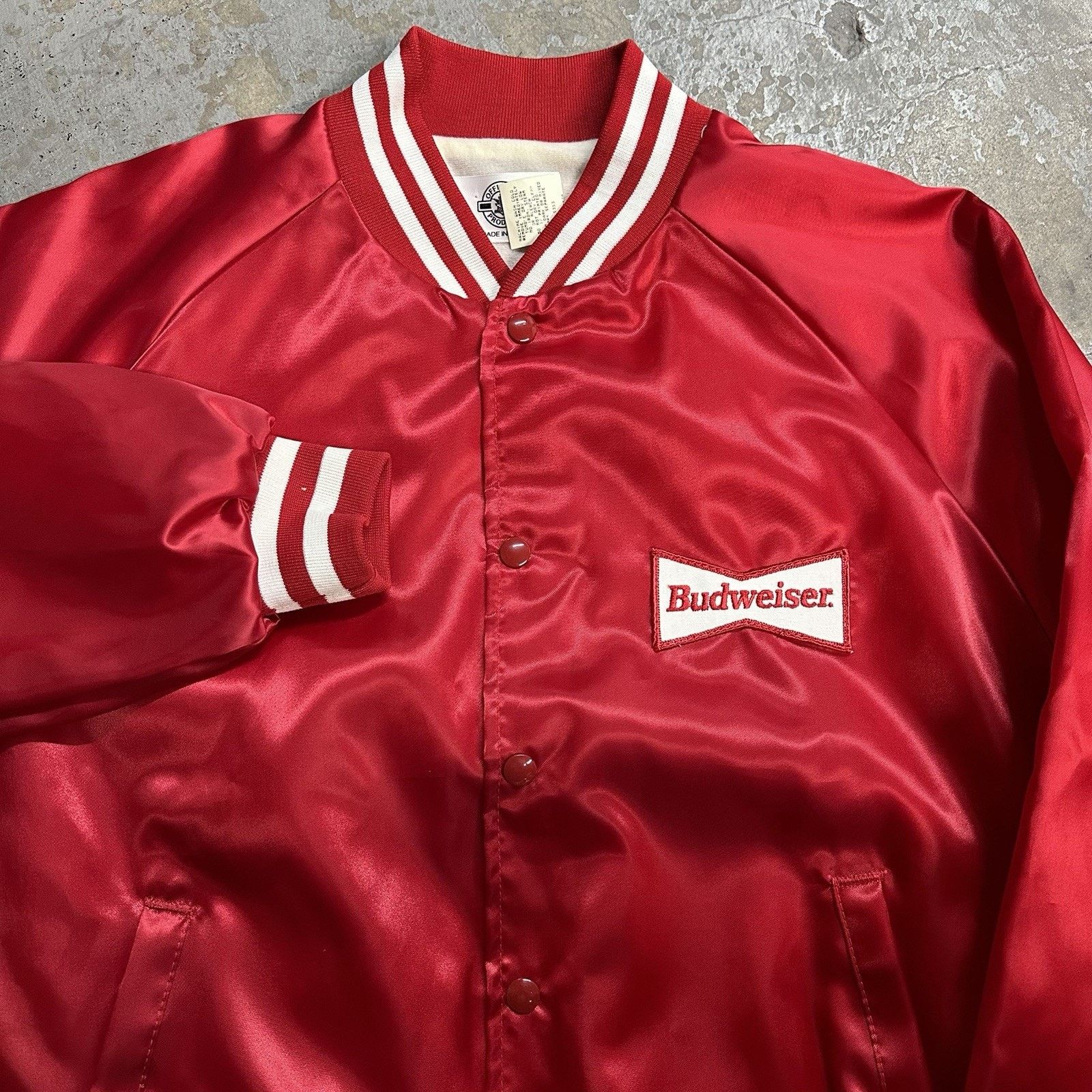 Budweiser × Vintage NWT Vintage 80s Budweiser Beer Red Bomber Satin Jacket XL Size US XL / EU 56 / 4 - 5 Thumbnail