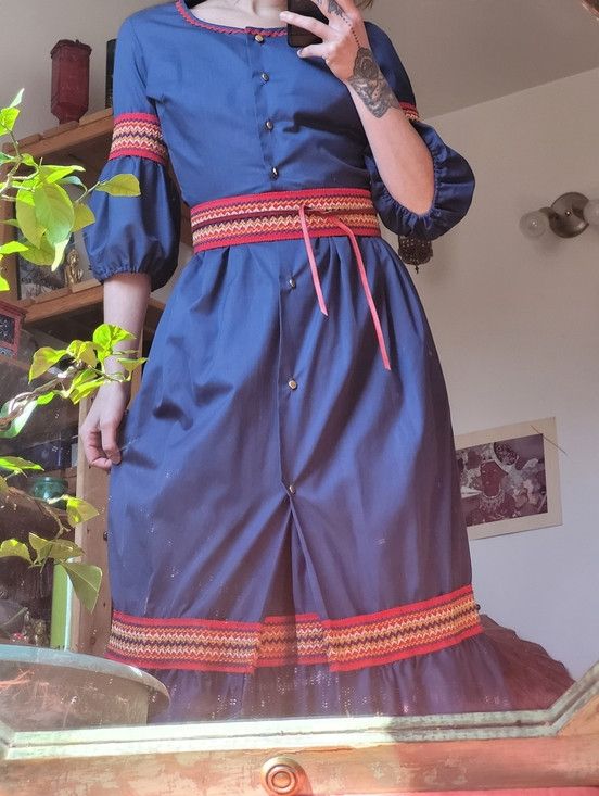 Vintage Perri-Ann Lingerie 60s Vintage Blue 2 Piece Maxi Dress - S Size S / US 4 / IT 40 - 9 Thumbnail