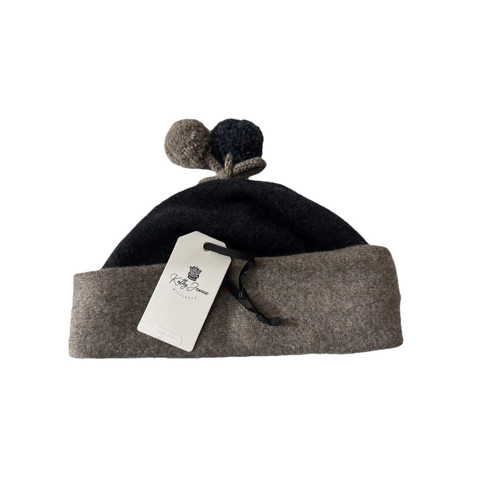 Other Kathy Jeanne Millinery Wool Beret Hat Gray Taupe Double Pom Size ONE SIZE - 1 Thumbnail