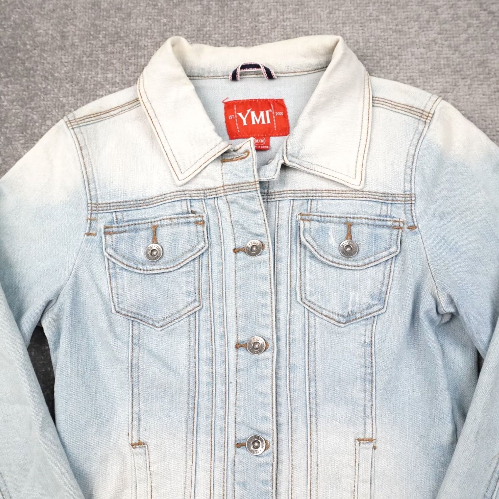Doublet YMI Denim Jacket Blue Light Wash Womens M Jacket Pocket Lightweight Casual 90s Bohemian Biker Spring Fall Size M / US 6-8 / IT 42-44 - 6 Thumbnail