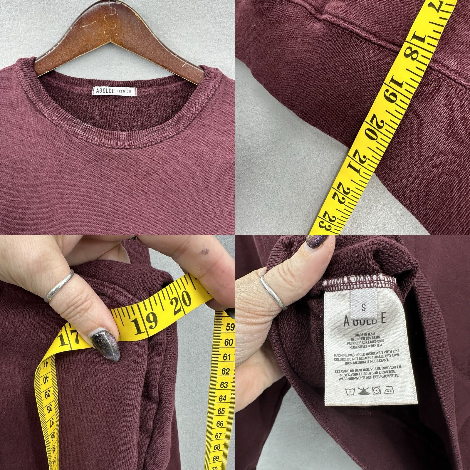 Agolde Agolde Sweatshirt Womens Small Long Sleeve Terry Fleece Pullover Purple City Modern 90s Mens Womens Size S / US 4 / IT 40 - 8 Thumbnail