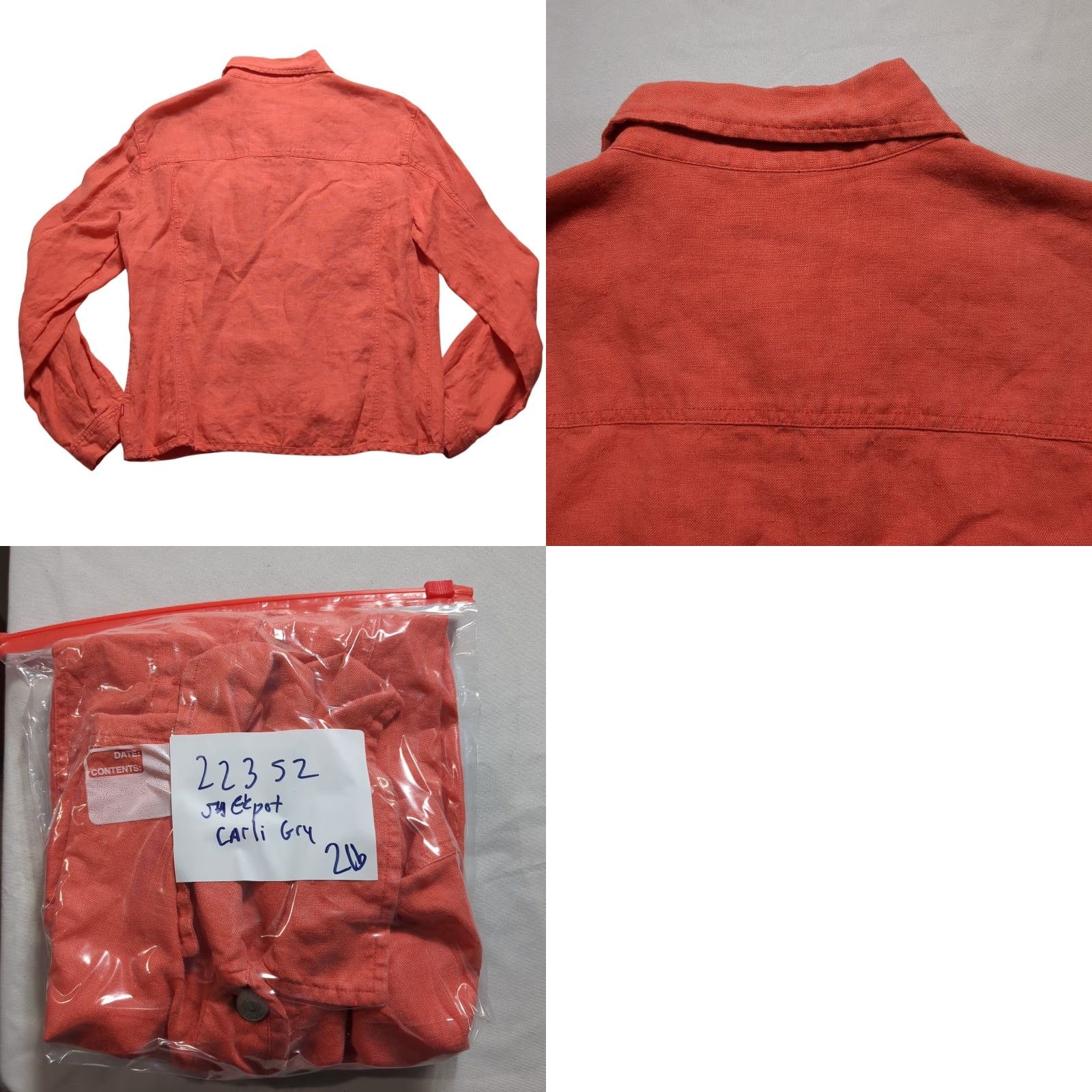 Vintage VINTAGE Jackpot by Carli Gry Babette Linen Trucker Jacket Coral Womens 3 Medium? VTG Y2K Size L / US 10 / IT 46 - 9 Thumbnail