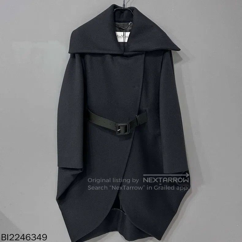 Max Mara Max Mara Black medium-length belt poncho coat Size XS / US 0-2 / IT 36-38 - 1 Thumbnail