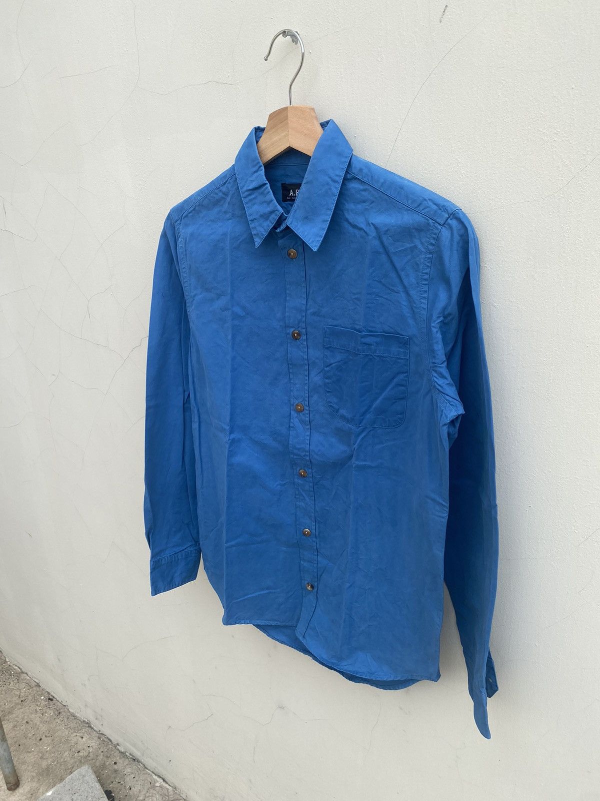A.P.C. 1990s A.P.C - Royal Blue Gabardine Shirt Size US XS / EU 42 / 0 - 3 Thumbnail