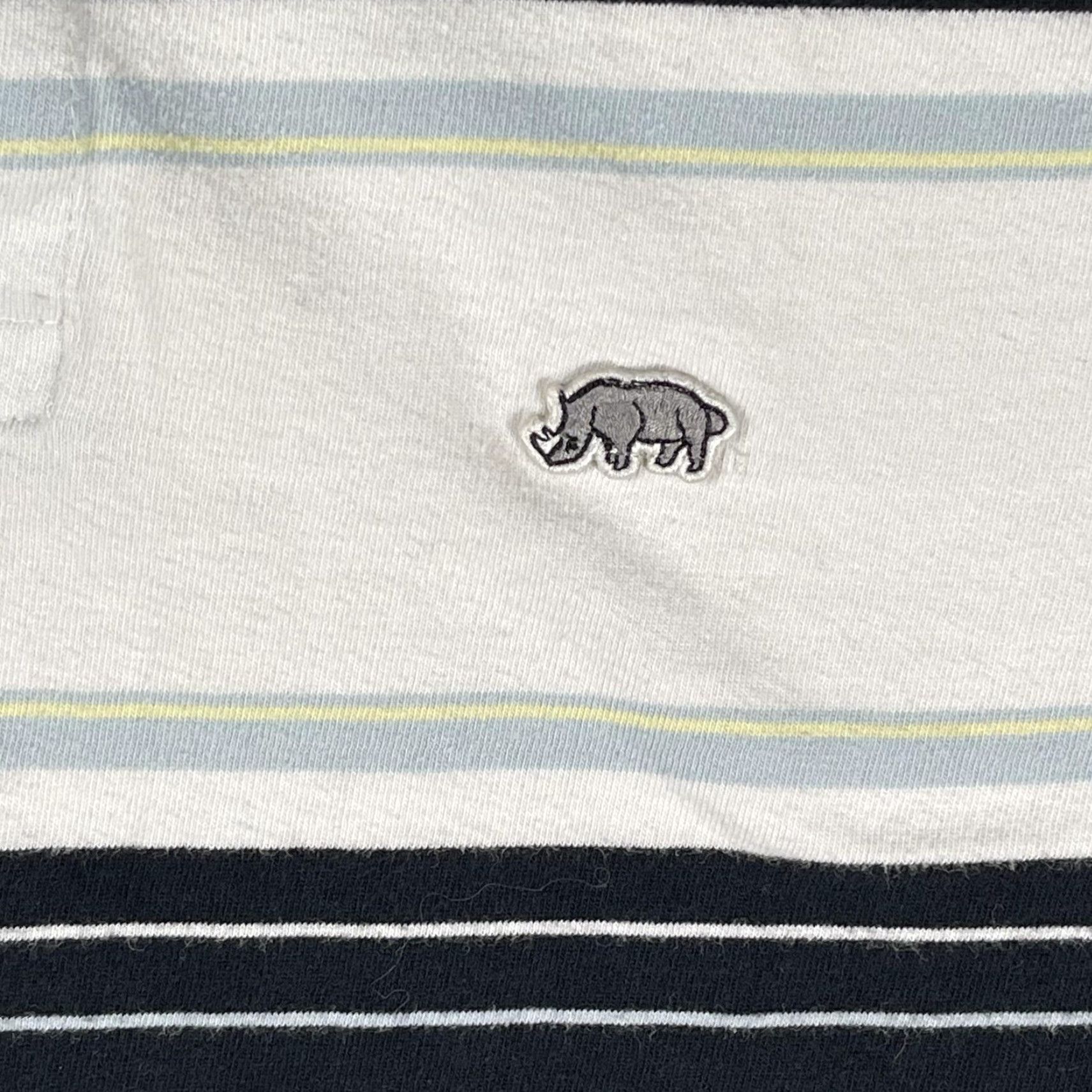 Ecko Unltd. Ecko Unltd Polo Shirt Mens 2XL Blue White Striped Rhino Logo Cotton Short Sleeve Size US XXL / EU 58 / 5 - 4 Thumbnail