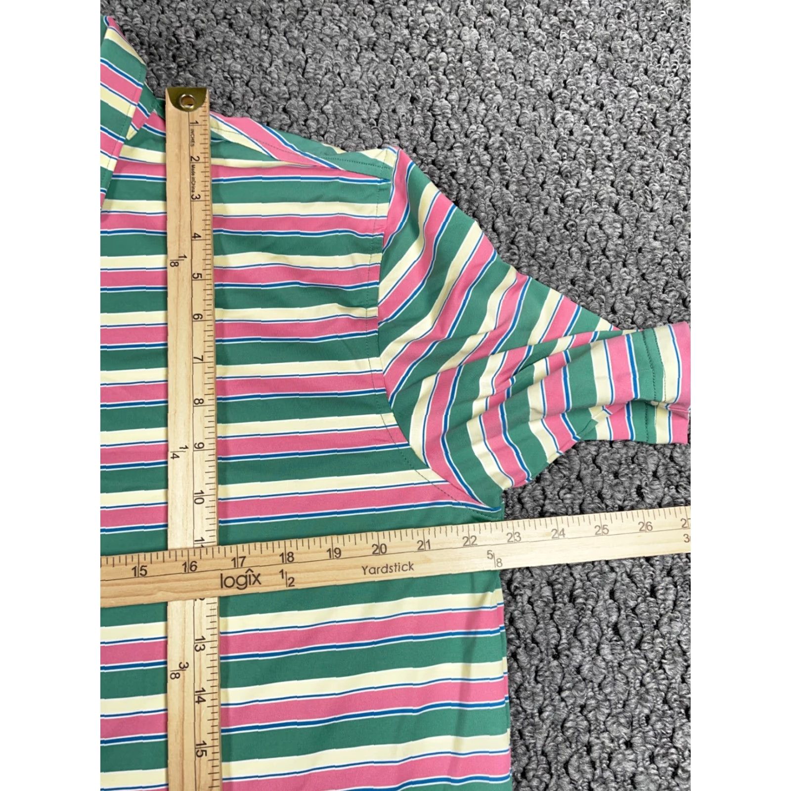 Peter Millar Peter Millar Summer Comfort Polo Shirt Adult Medium Pink Green Striped Stretch Size US M / EU 48-50 / 2 - 6 Thumbnail