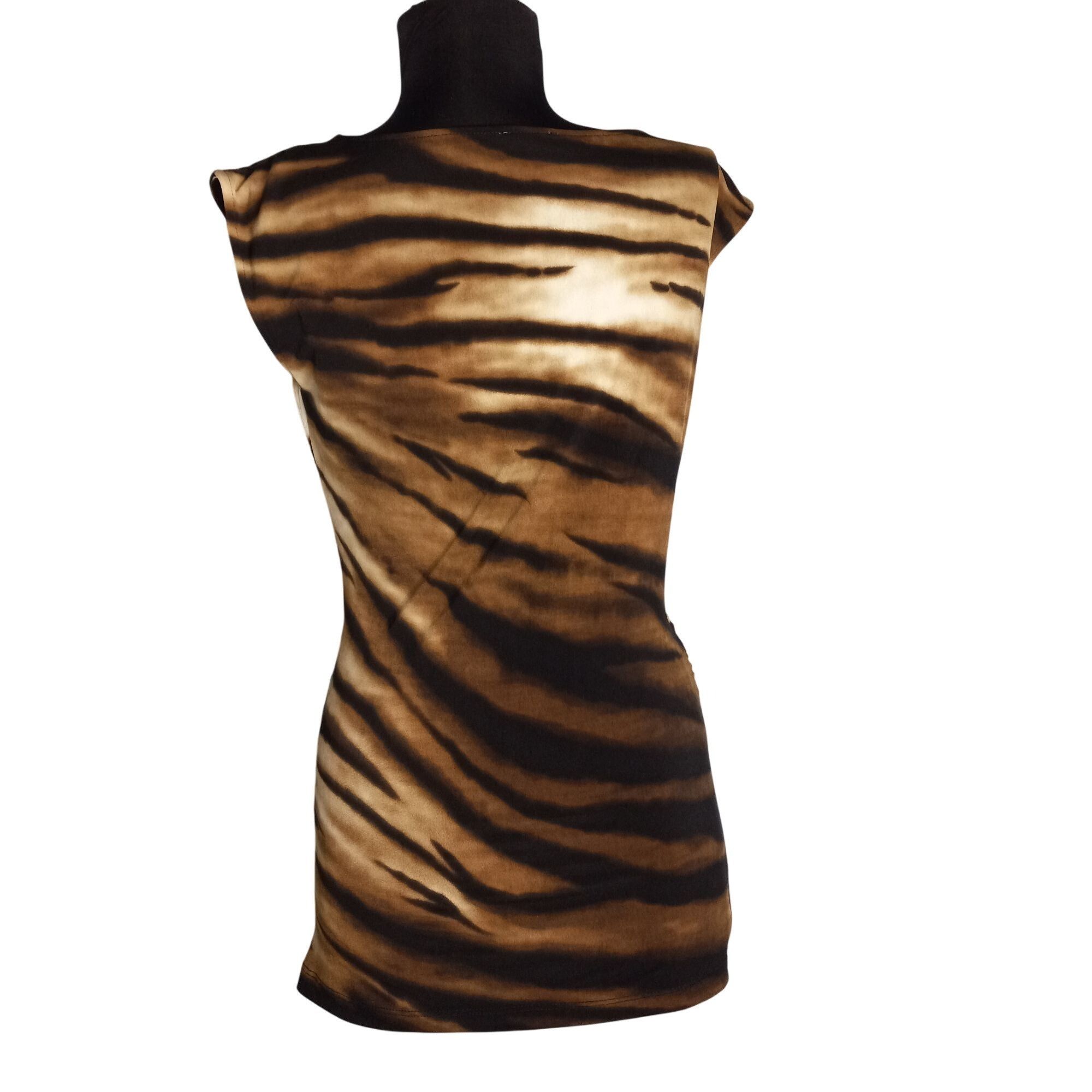 Vince Camuto Vince Camuto XS Top Sleeveless Tiger Print Drape Neck Polyes Size XS / US 0-2 / IT 36-38 - 2 Thumbnail