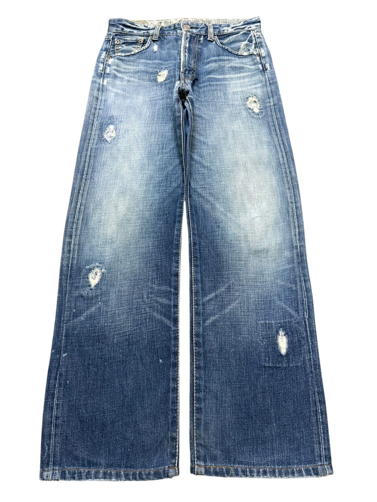Sugar Cane Vintage Japanese Brand Faded Wash Clawmark Distress Loose Size US 29 - 1 Thumbnail