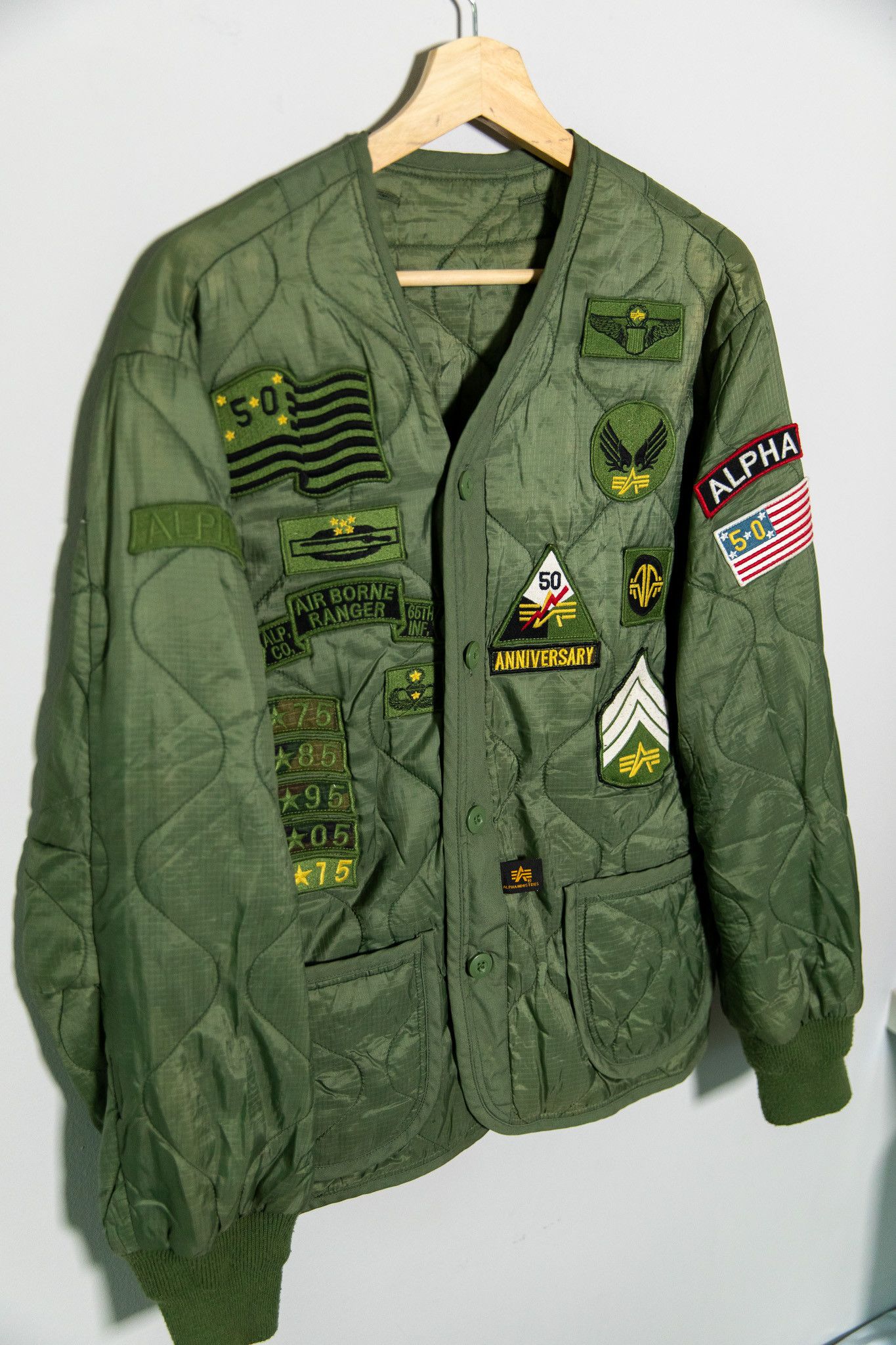image of Alpha Industries Limited Ed 50Th Anniversary M-65 Jacket in Green, Men's (Size Medium)