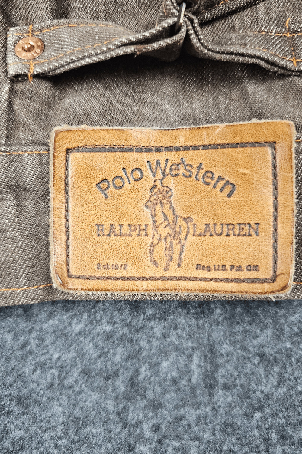 Polo Ralph Lauren 1987 RL “Polo Western” Pleated Trucker – Sulfur Brown Denim Size US L / EU 52-54 / 3 - 16 Thumbnail