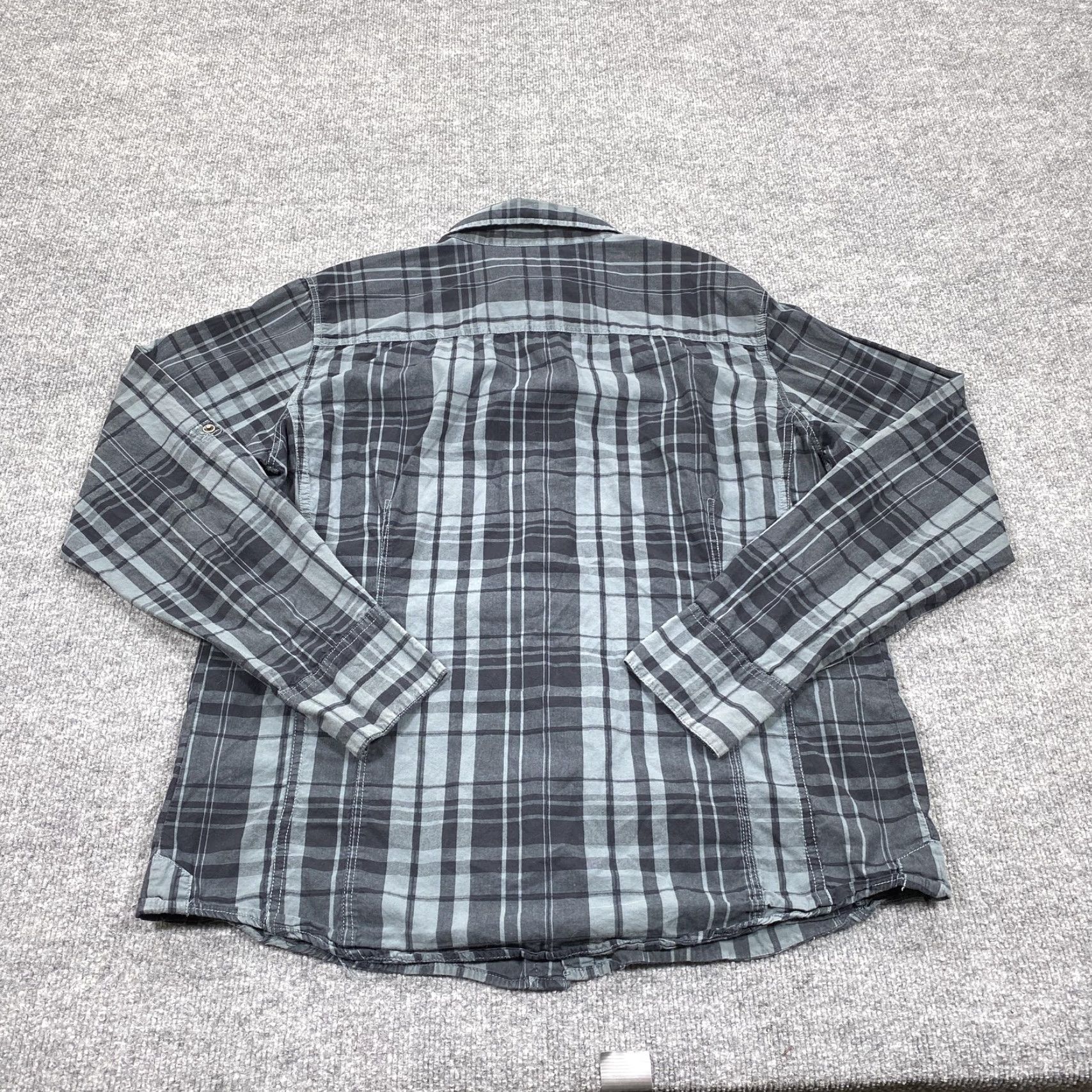 Vintage BLACK Shirt Mens Large Gray Plaid Long Sleeve Snap Button Slim Fit Western Size US L / EU 52-54 / 3 - 5 Thumbnail