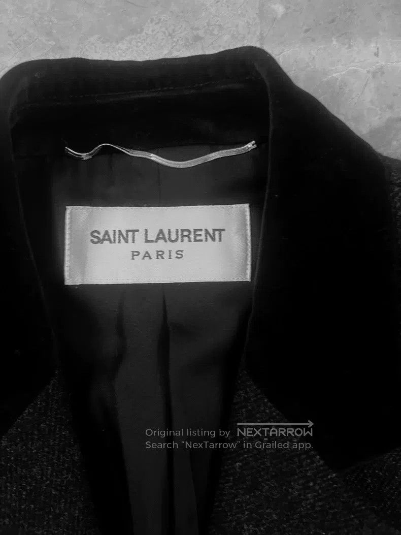 Saint Laurent Paris Saint Laurent Paris Dark Gray Wool and Cashmere Velvet Col Size US M / EU 48-50 / 2 - 3 Thumbnail