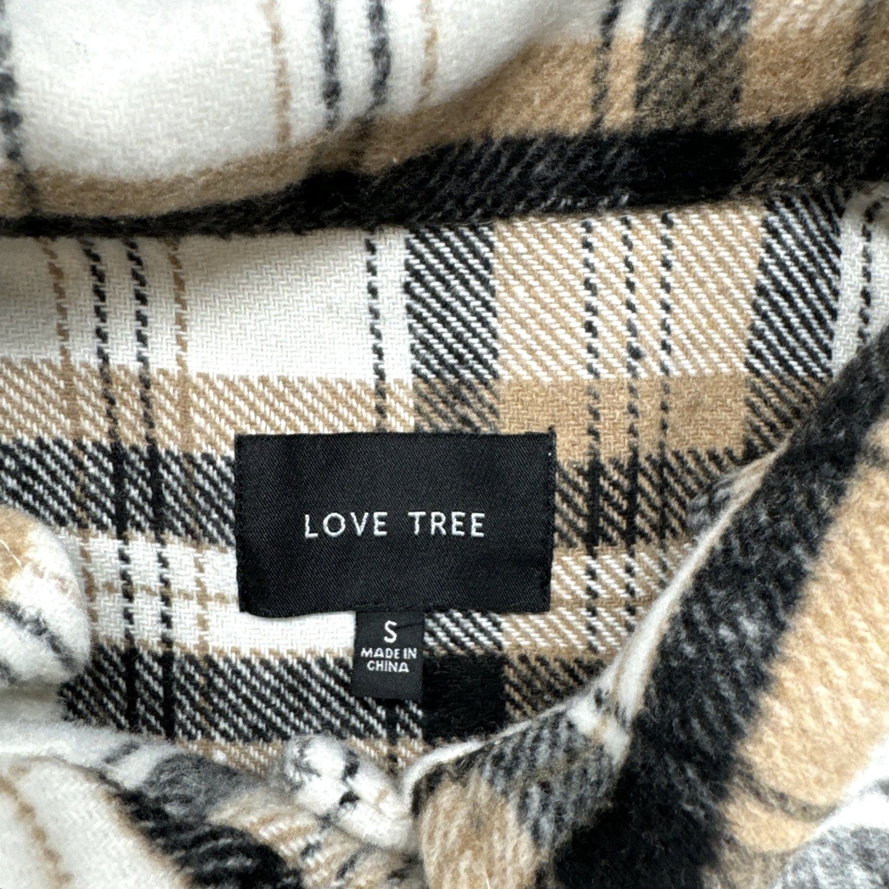 Vintage Love Tree Shacket Women’s Plaid Jacket Button Fleece Size S Tan Size S / US 4 / IT 40 - 3 Thumbnail