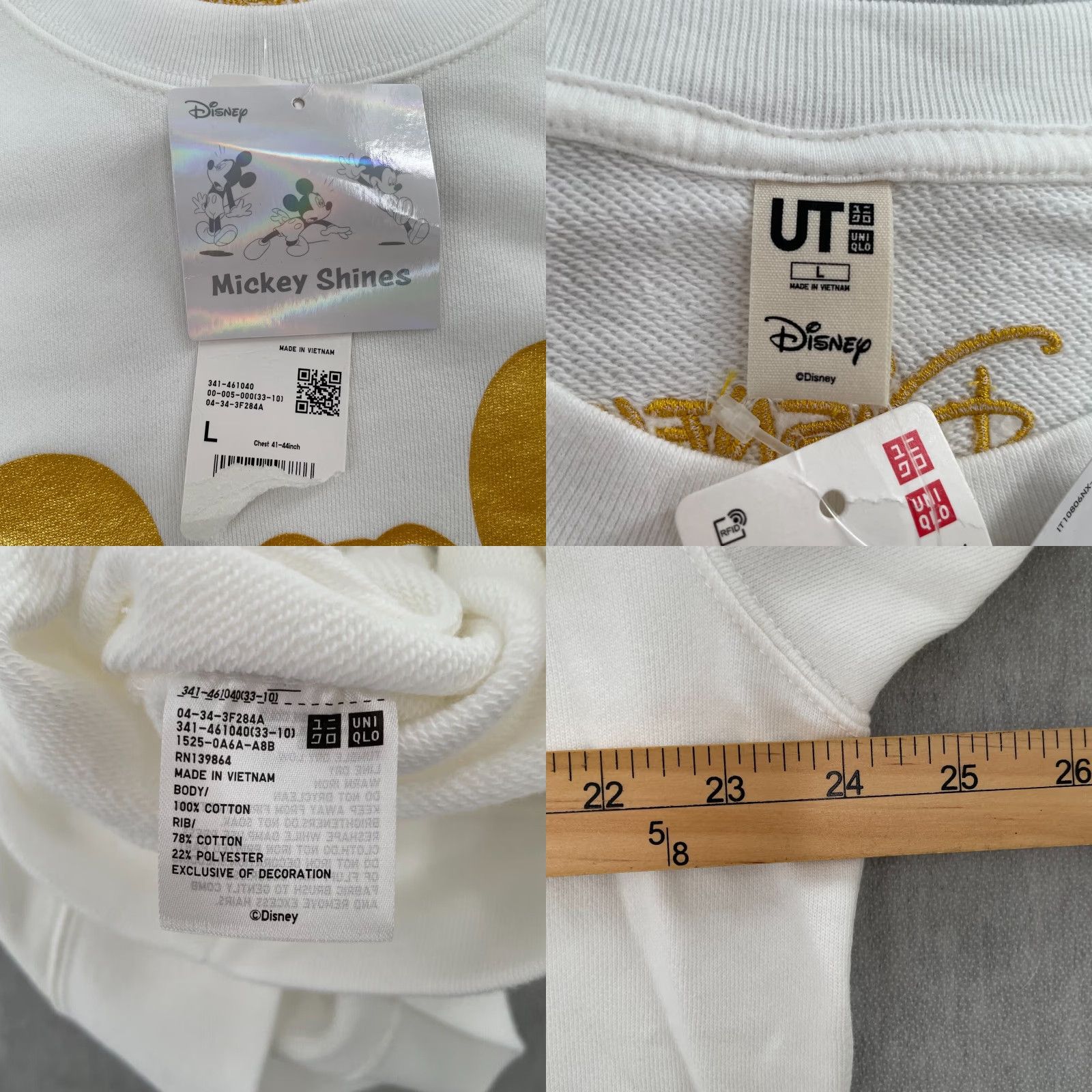 Uniqlo VINTAGE Uniqlo Disney Mickey Mouse Sweater Crew Neck Adult Large White Gold Knit Cotton Unisex Casual Size US L / EU 52-54 / 3 - 8 Thumbnail