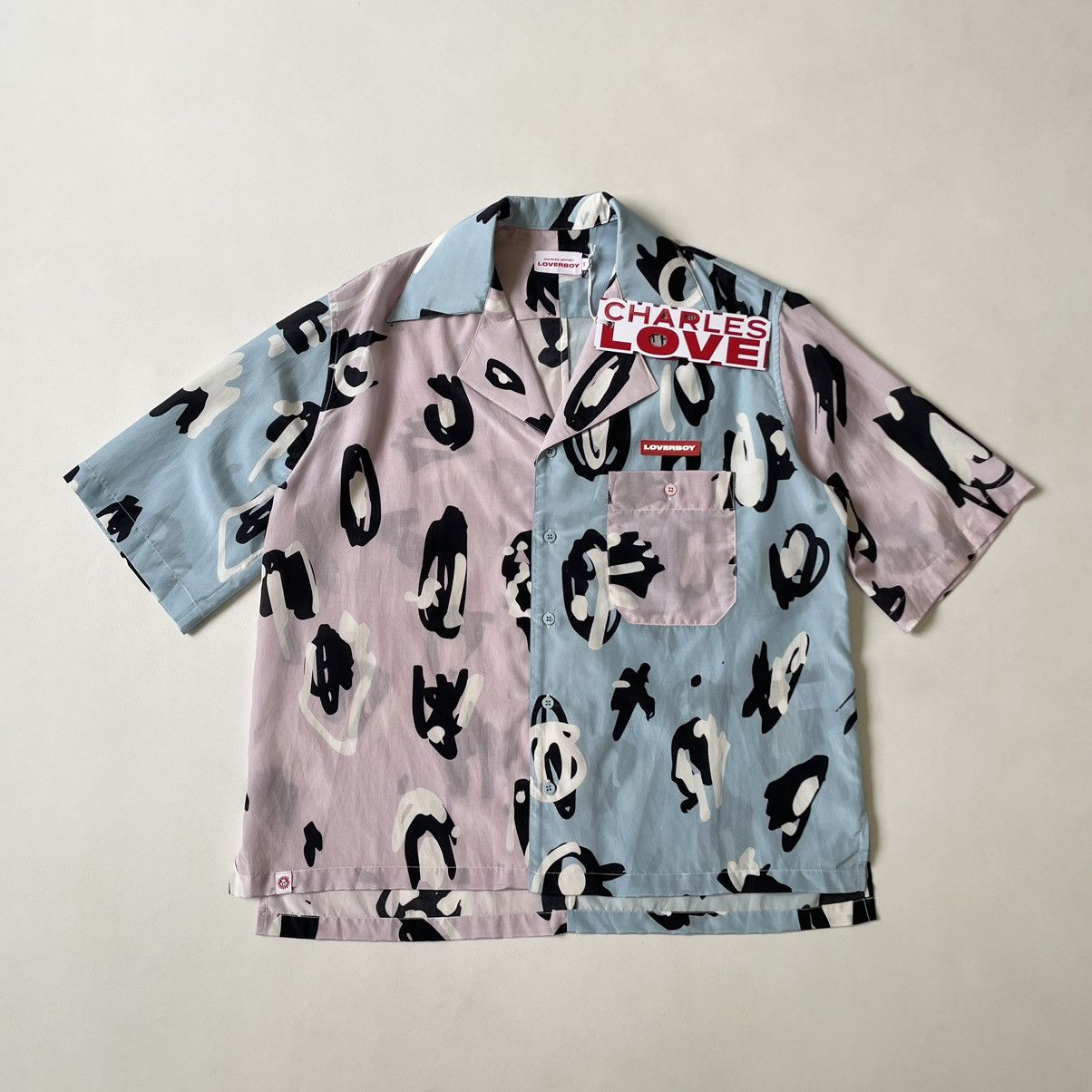 Charles Jeffrey LOVERBOY Silk Mix Hand Drawn Animal Print Shirt 