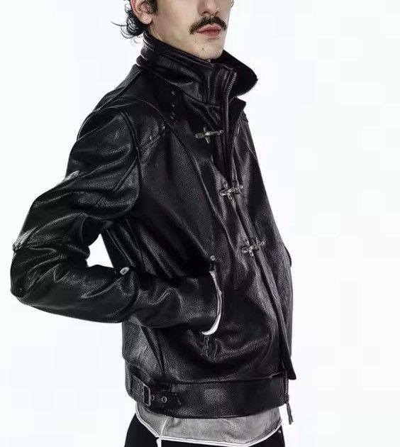 Japanese Brand Cyber Punk Metal Clasp PU Leather Jacket Industrial Crop Size US L / EU 52-54 / 3 - 6 Thumbnail