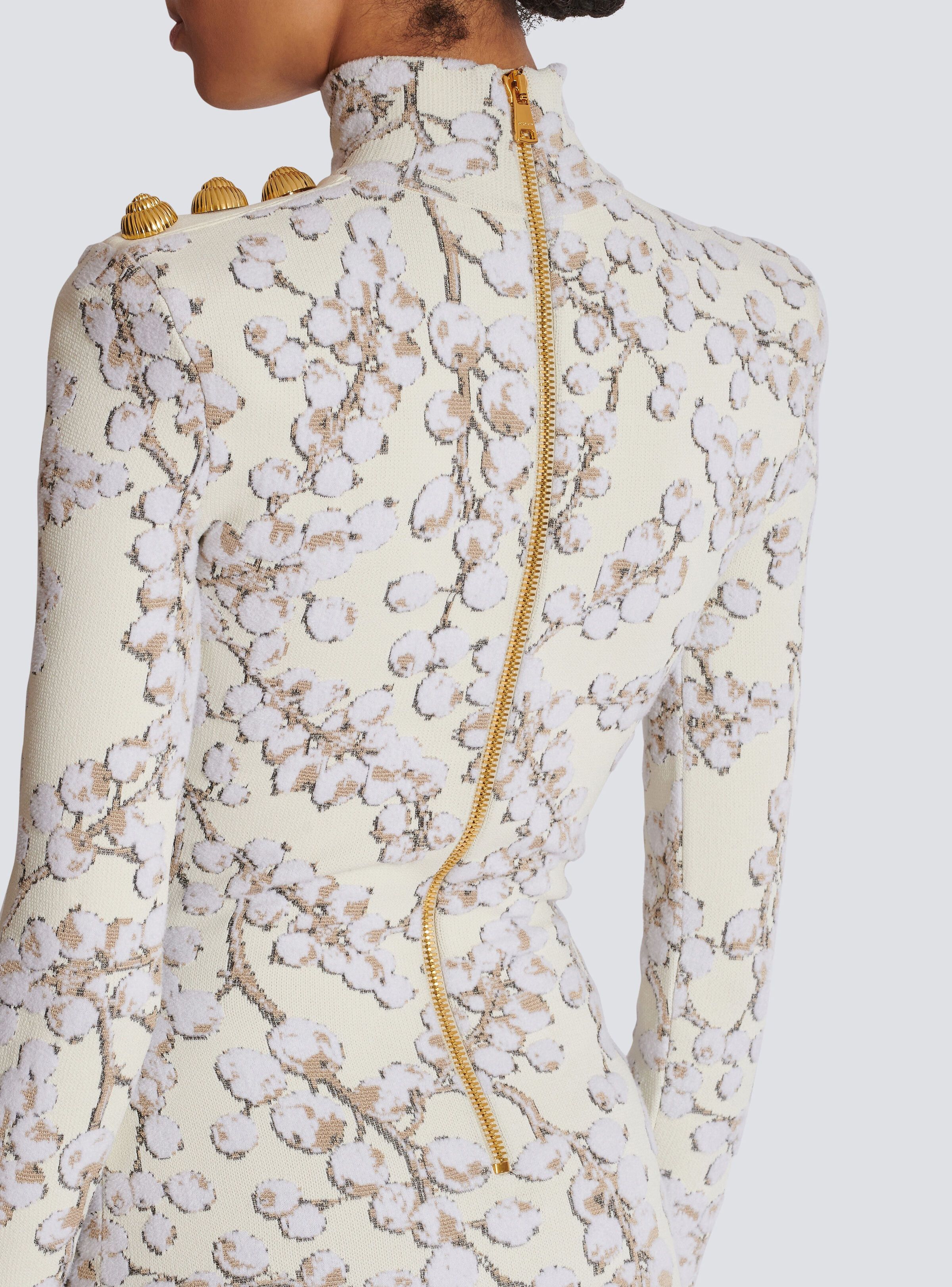Balmain o1s1wg111025 Long-sleeve Knit Mini Dress in White Size L / US 10 / IT 46 - 6 Thumbnail