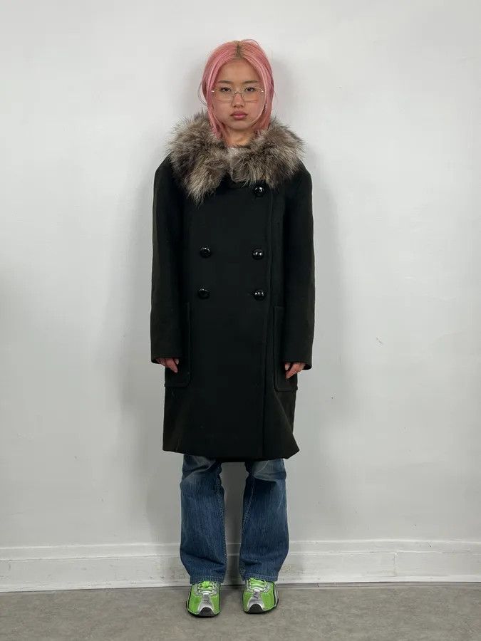 Miu Miu AW2010 Miu Miu Brown Removable Fur Collar Wool Coat Size M / US 6-8 / IT 42-44 - 2 Thumbnail