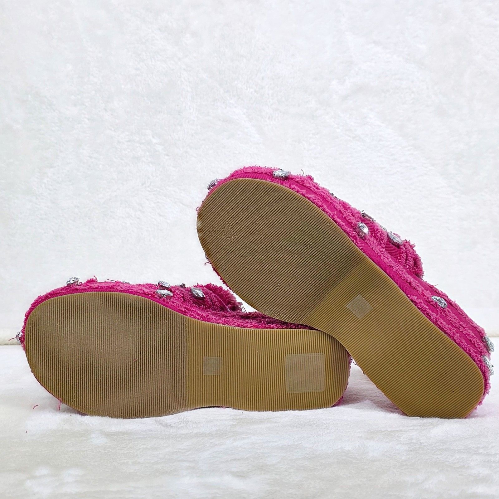 Other Hipster Denim Distressed Frayed Trim Rhinestone 2" Flatform Size US 9 / IT 39 - 6 Thumbnail