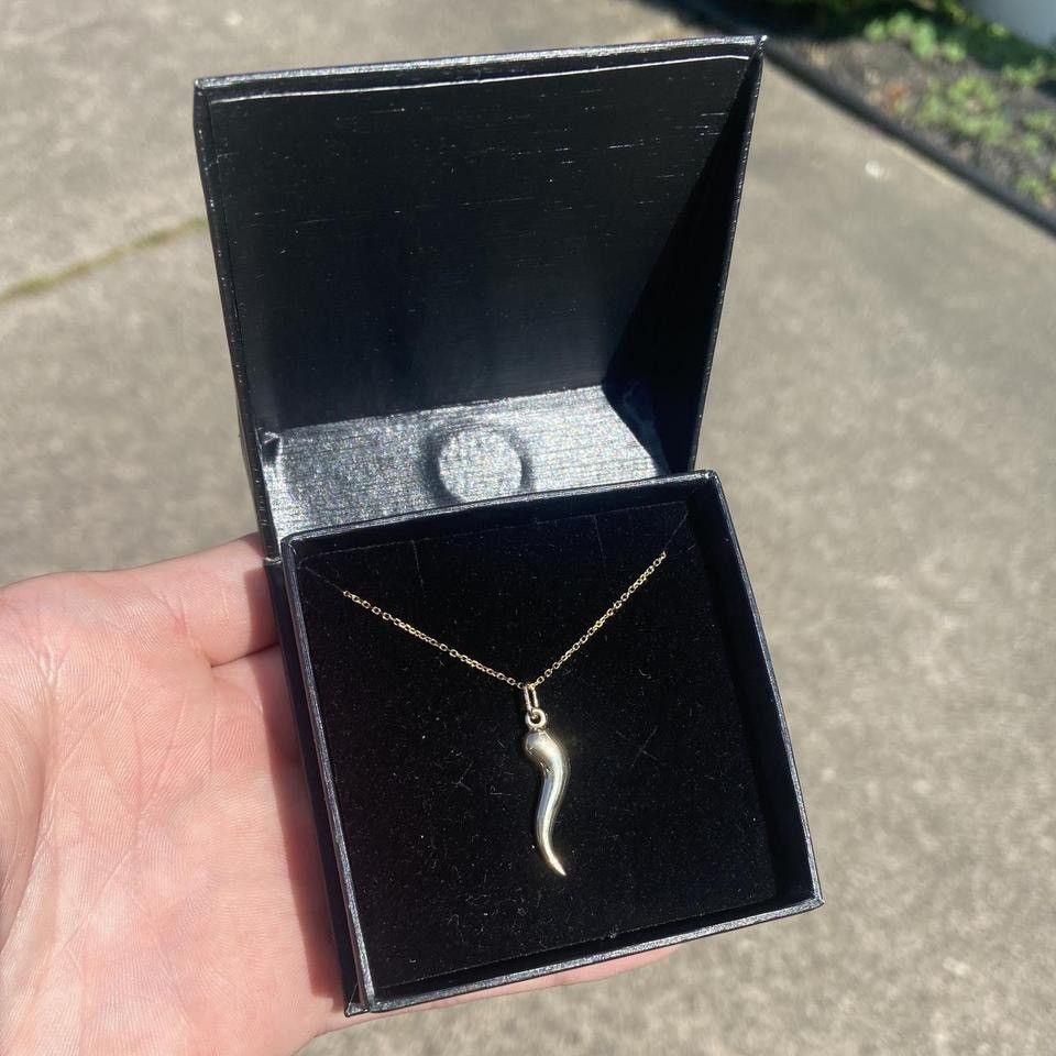 Other Real Gold Solid 14k Gold Italian Horn and Chain Set Size ONE SIZE - 1 Thumbnail