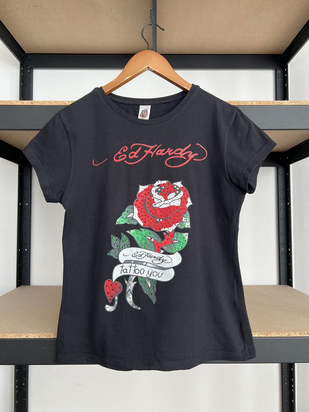 Ed Hardy Ed Hardy Christian Audigier Tattoo Rose Black T-shirt Size S / US 4 / IT 40 - 1 Thumbnail