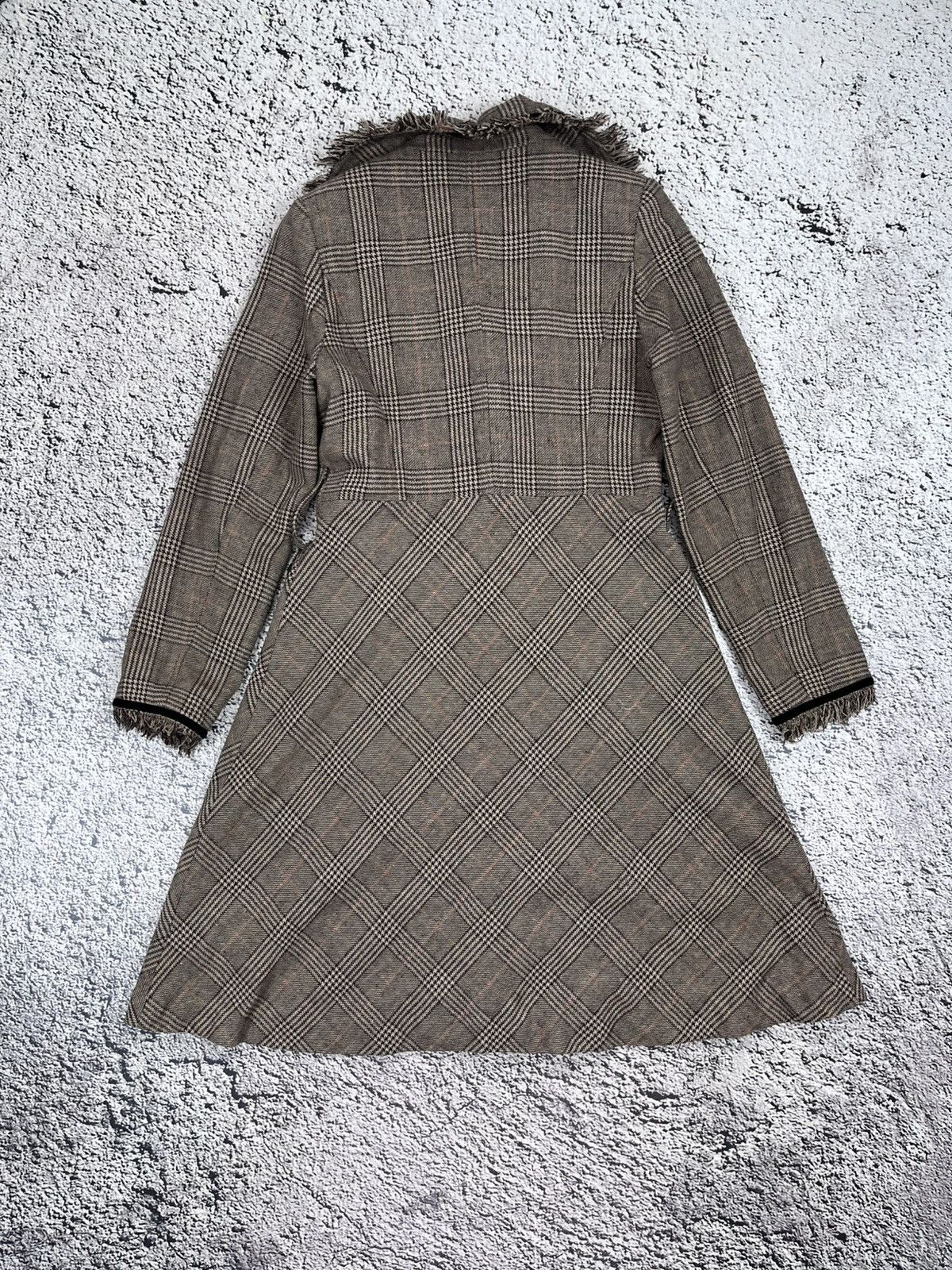 Kenzo Vintage Kenzo Plaid Coat Frayed Trim Wool Blend Womens 38 Size XS / US 0-2 / IT 36-38 - 13 Thumbnail