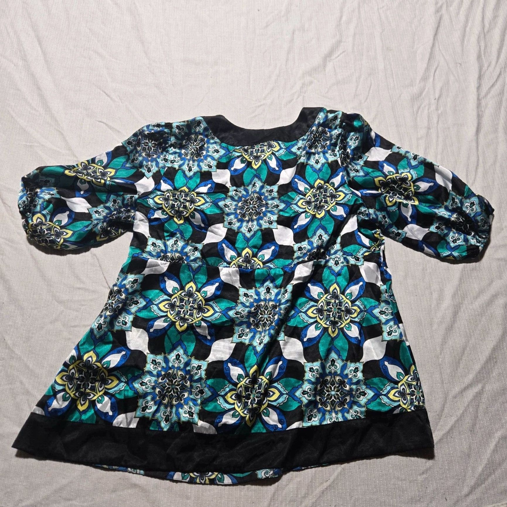 Vintage Lane Bryant Shirt Adult Women 22/24 Blue Floral Scoop Neck Short Sleeve Blouse FABRIC: Polyester Plus Size Casual Size 3XL / US 20-22 - 8 Thumbnail