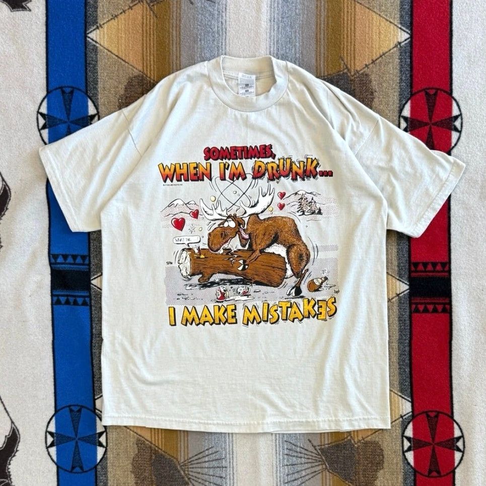 Fruit Of The Loom VINTAGE Drunk Funny Beer Party T-Shirt XL Men 90s Fruit of the Loom Gray Short Sleeve Size US XL / EU 56 / 4 - 2 Thumbnail