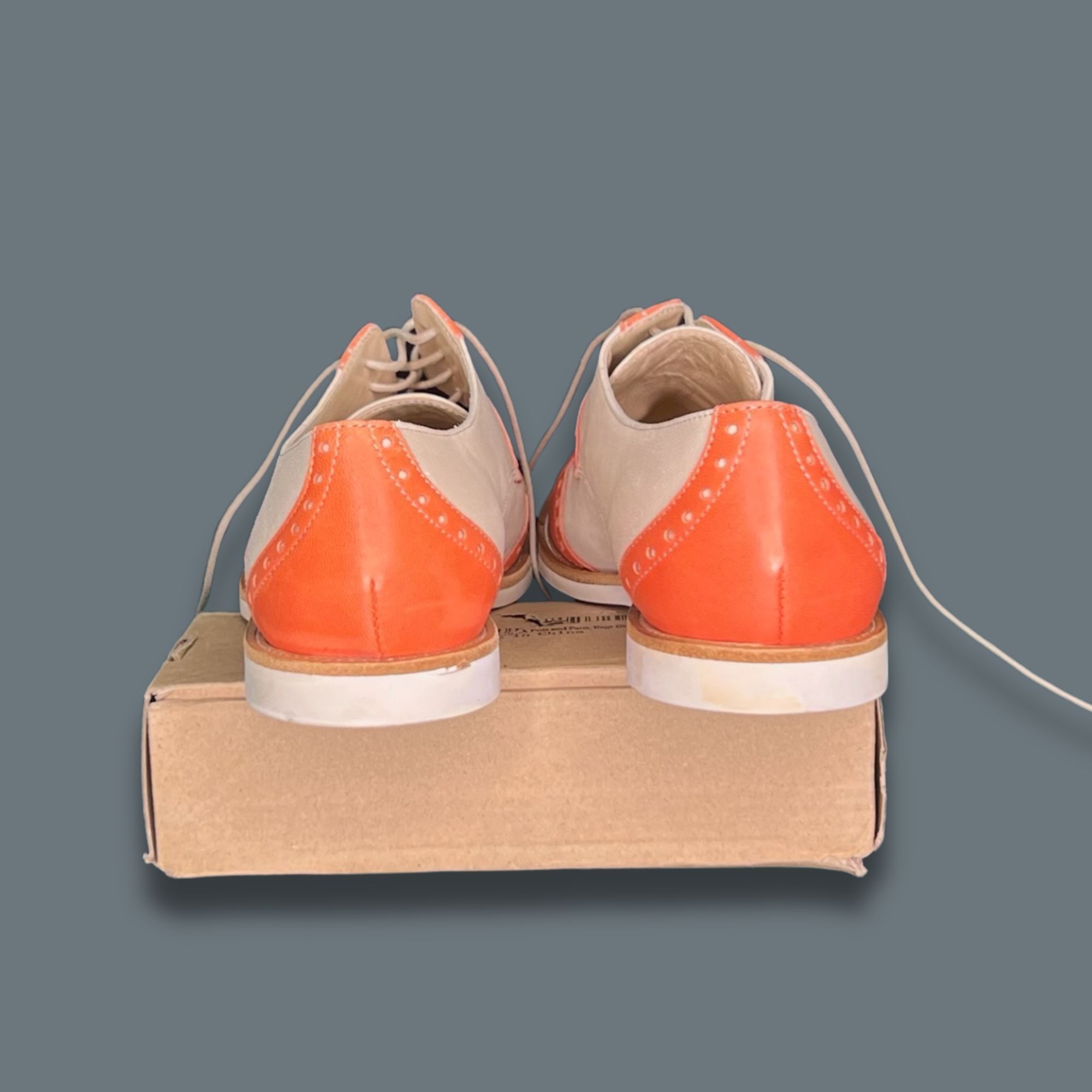 Other Amalfi Wingtip Oxford Shoes Orange & White Leather Men’s Dre Size US 6.5 / IT 36.5 - 5 Thumbnail