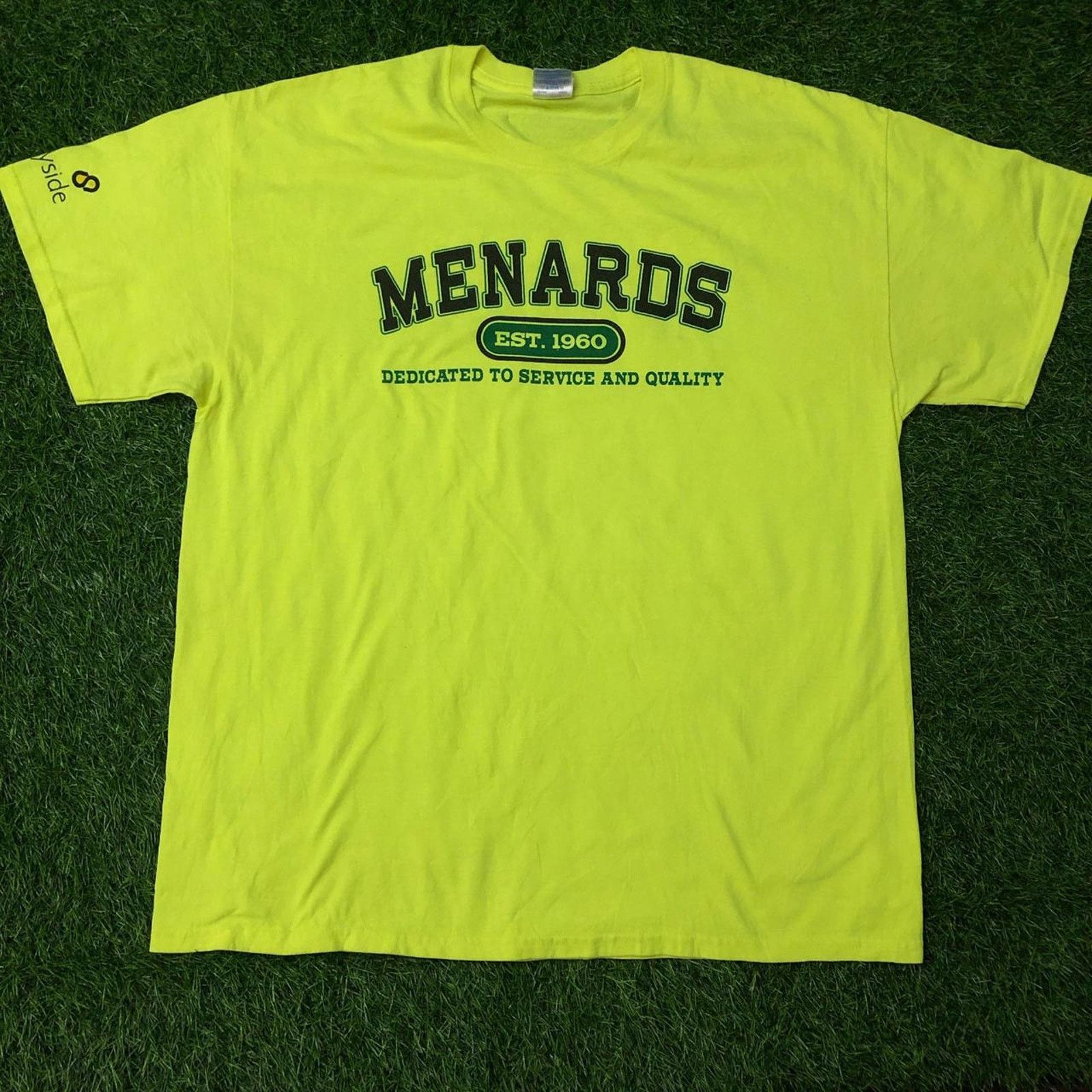 Gildan Fluorescent Yellow ‘Menards’ Contractor Graphic Tee Size US XL / EU 56 / 4 - 1 Thumbnail