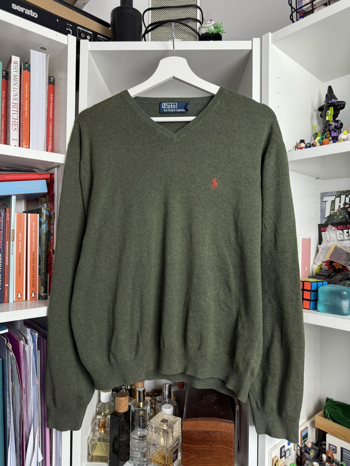 Designer × Polo Ralph Lauren × Ralph Lauren Vintage y2k Polo Ralph Lauren khaki v neck sweater L luxury Size US L / EU 52-54 / 3 - 1 Thumbnail