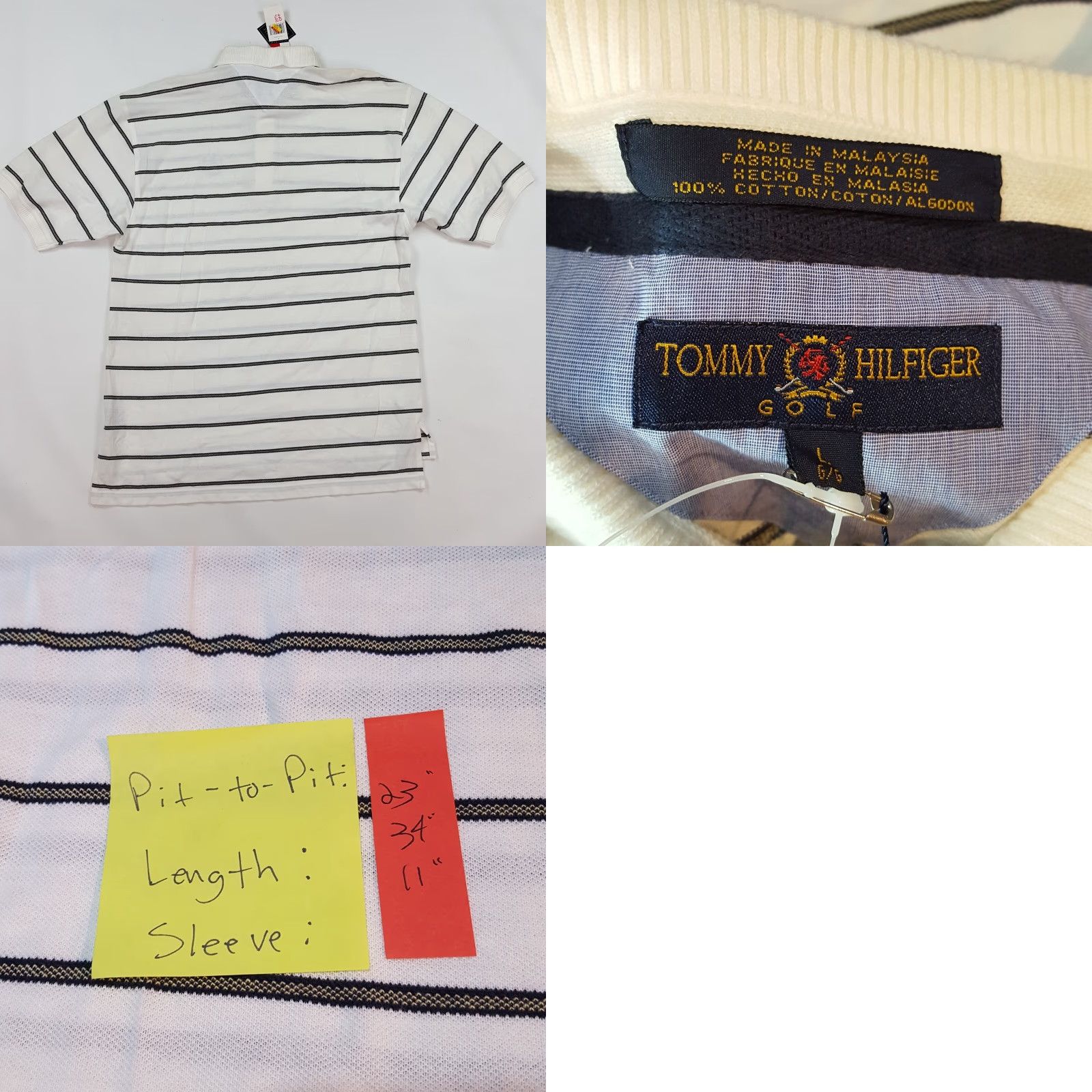 Tommy Hilfiger VINTAGE Tommy Hilfiger Polo Shirt White Striped Golf Collared Short Sleeve L Mens Retro 90s Embroidered Logo Size US L / EU 52-54 / 3 - 8 Thumbnail