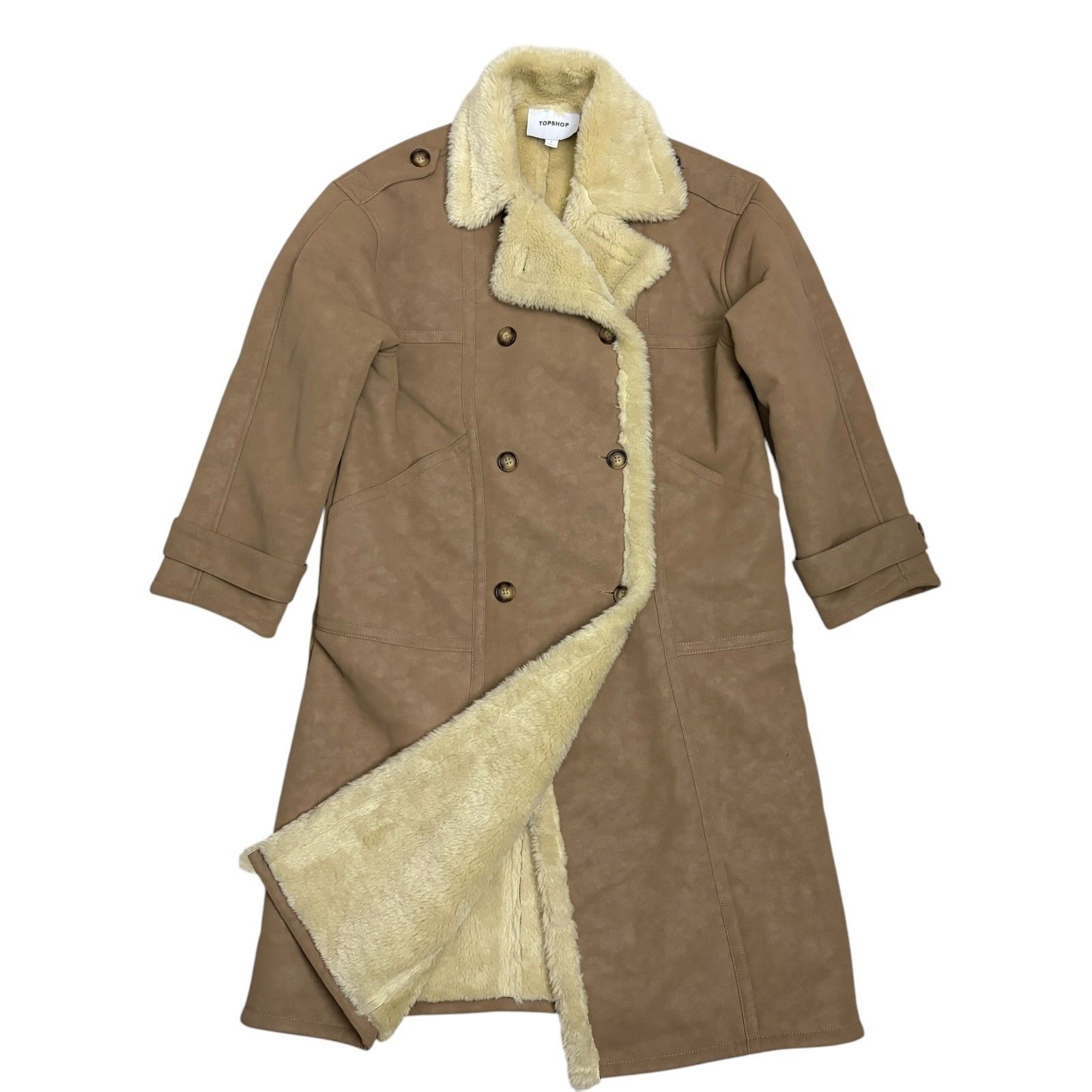 Topshop Topshop Faux Leather Shearling Long Coat Fleece Trench Small Size US S / EU 44-46 / 1 - 1 Thumbnail
