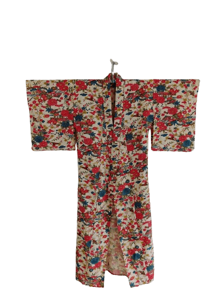 Japanese Brand Vintage Yukata Kimono Flower Motif Full Print Size ONE SIZE - 1 Thumbnail