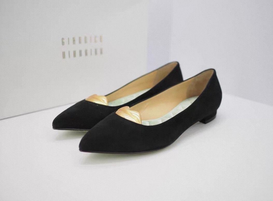 Japanese Brand giannico black suede flats size 36.5 Size US 6 / IT 36 - 1 Thumbnail