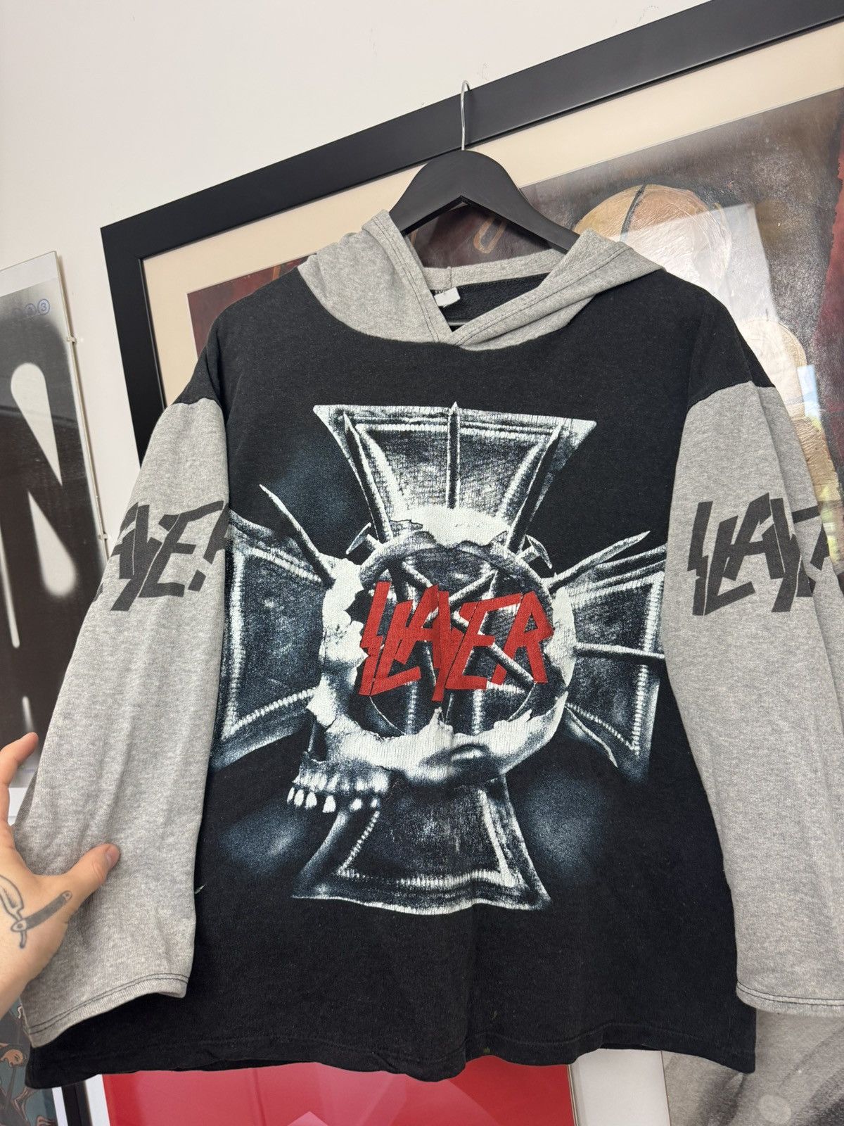 Band Tees Vintage 90s Slayer Band Hoodie ScreenStars Cross Skull Eagle Size US M / EU 48-50 / 2 - 3 Thumbnail