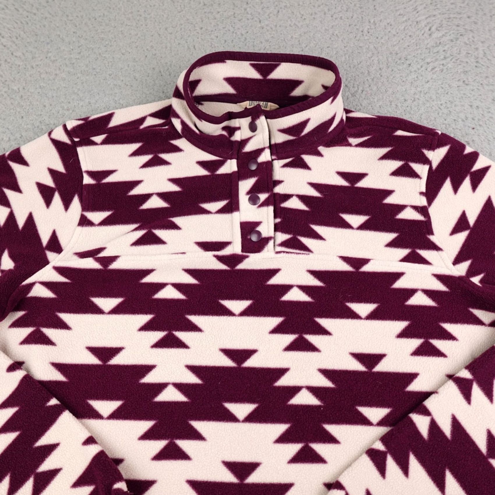 CO Duluth Pullover Jacket Womens Medium Purple Aztec Fleece Quarter Snap Outdoor Mock Neck Geometric Polyester Size M / US 6-8 / IT 42-44 - 4 Thumbnail